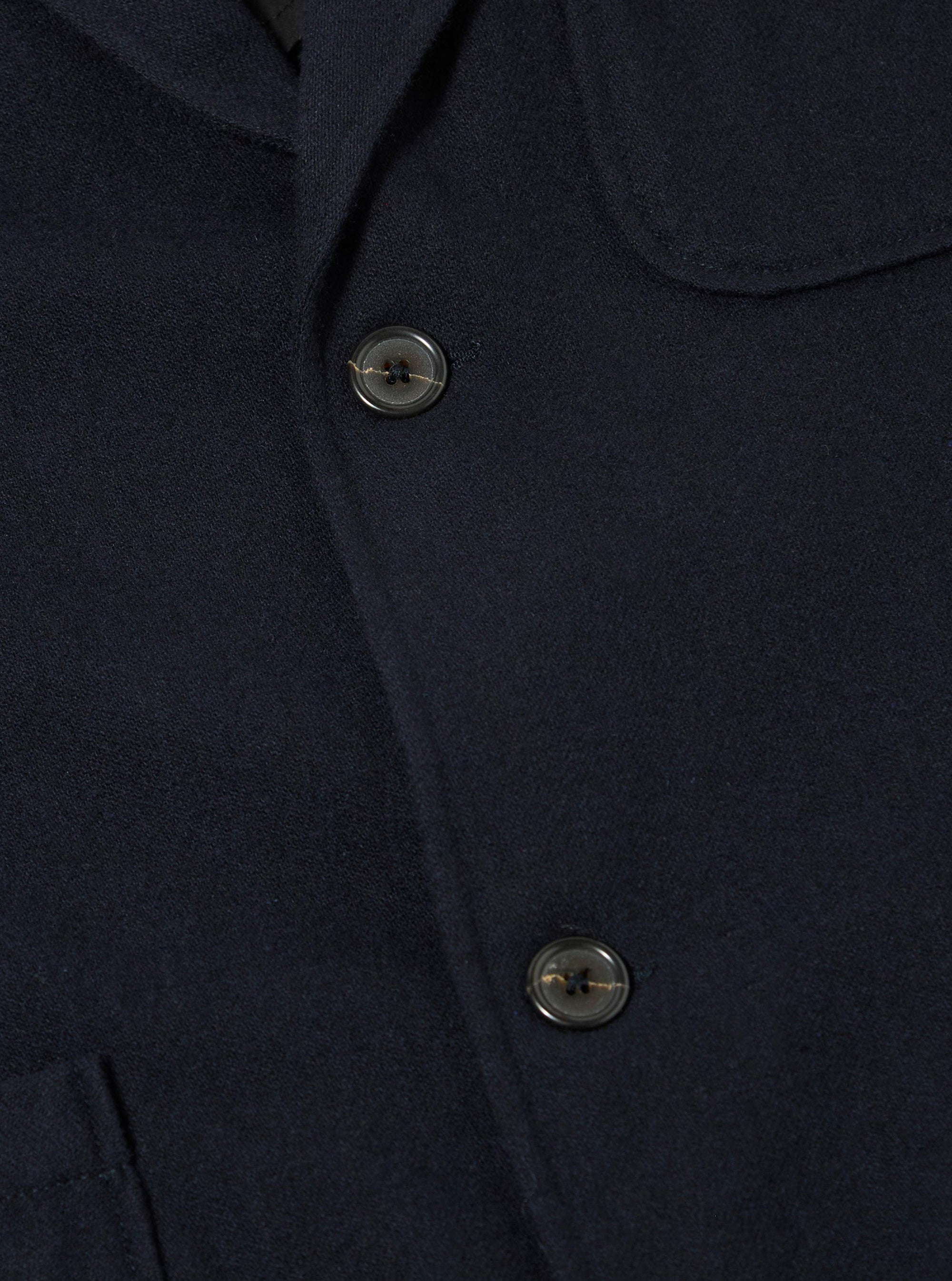 Dark Navy Soft Recycled Wool Two Button Jacket