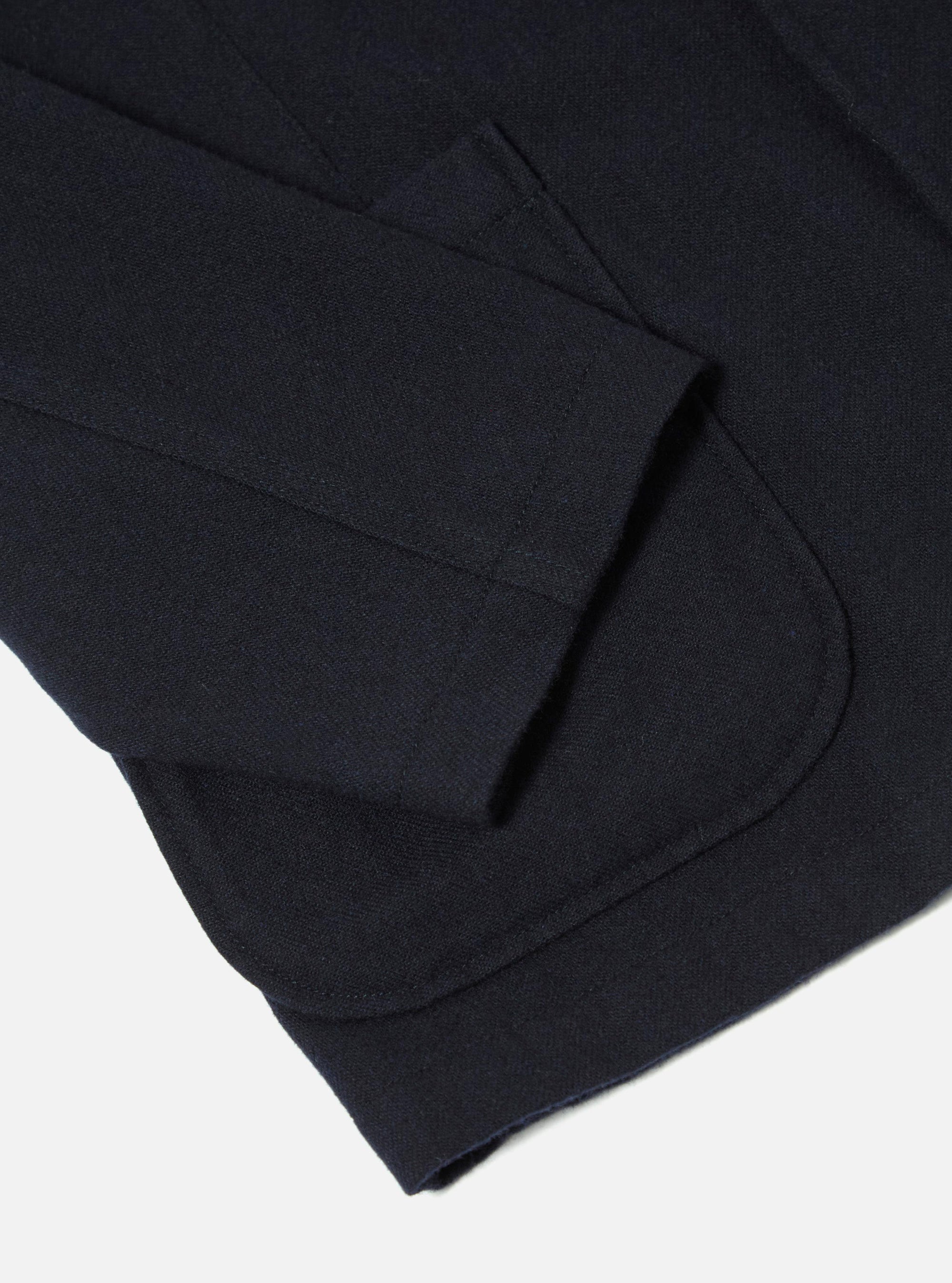 Dark Navy Soft Recycled Wool Two Button Jacket