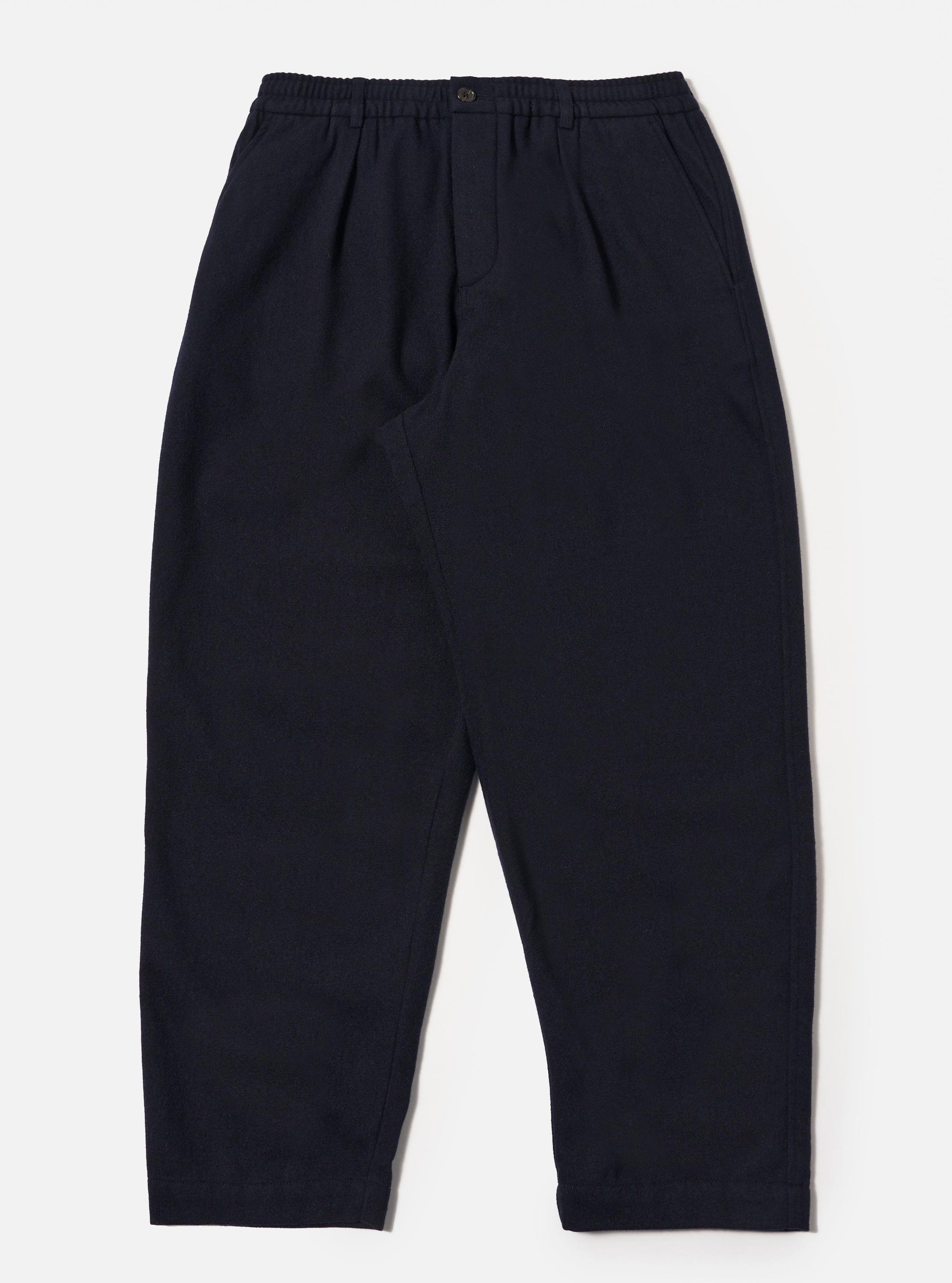 Dark Navy Soft Recycled Wool Pleated Track Pant