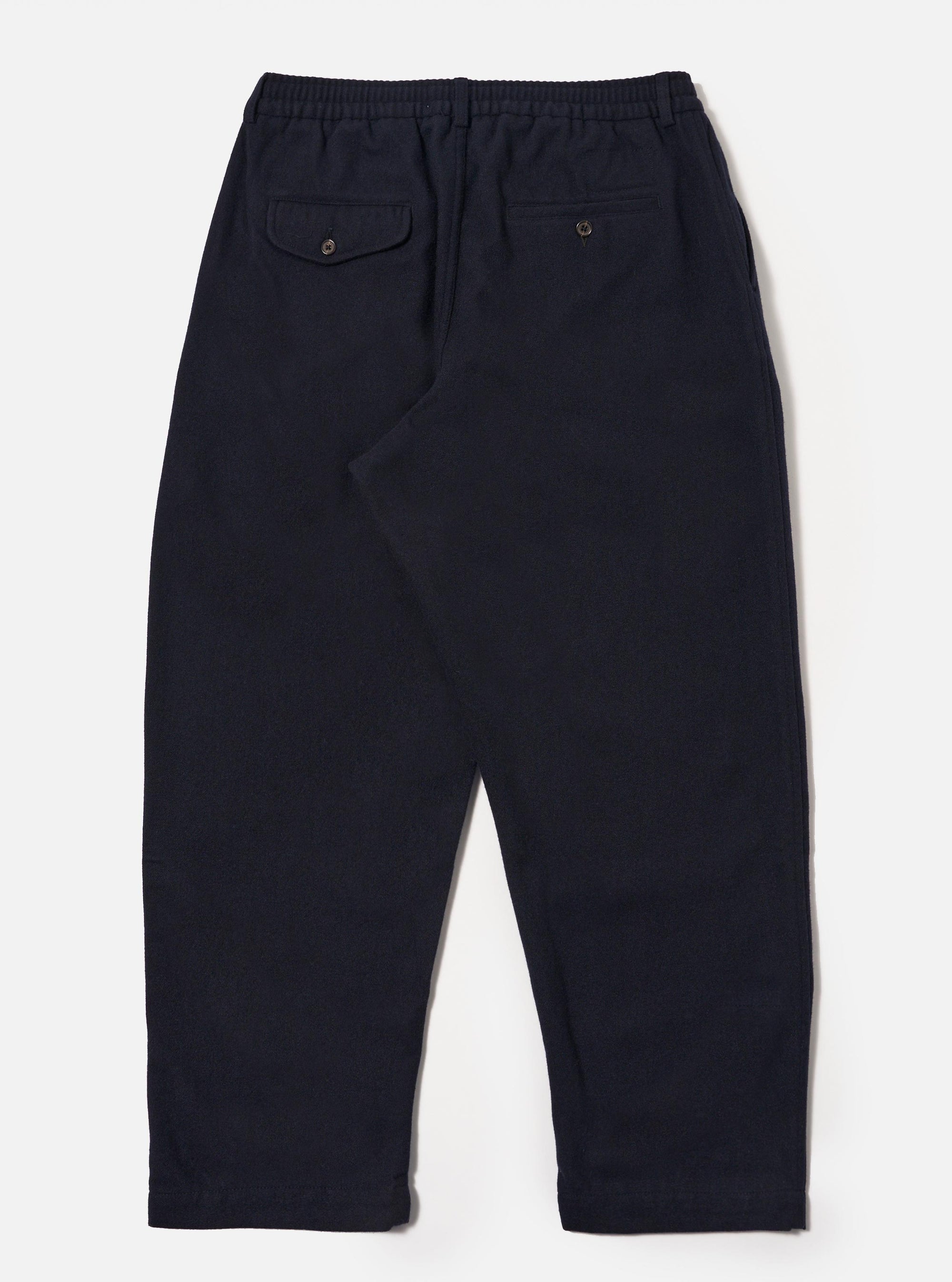 Dark Navy Soft Recycled Wool Pleated Track Pant