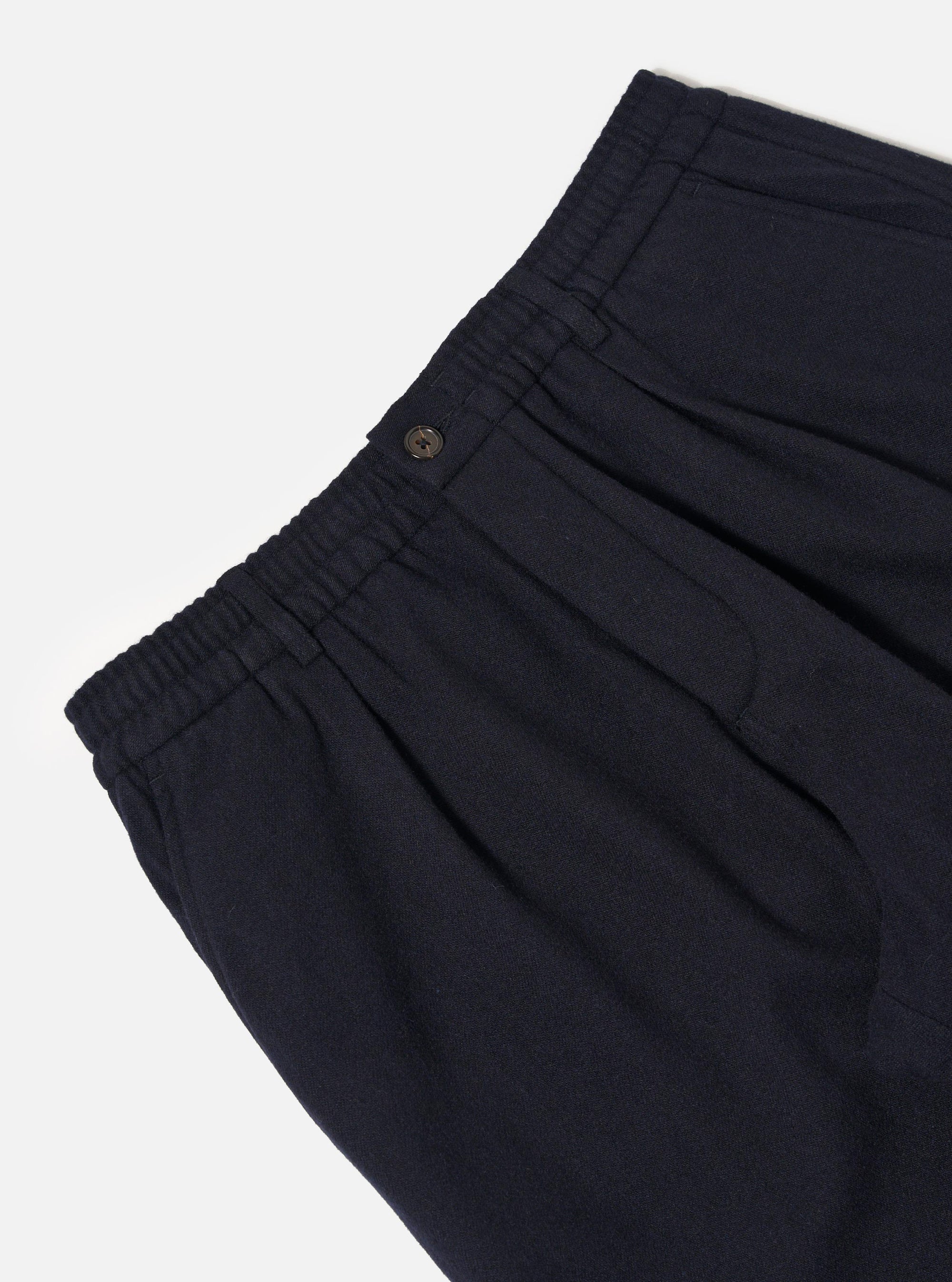 Dark Navy Soft Recycled Wool Pleated Track Pant
