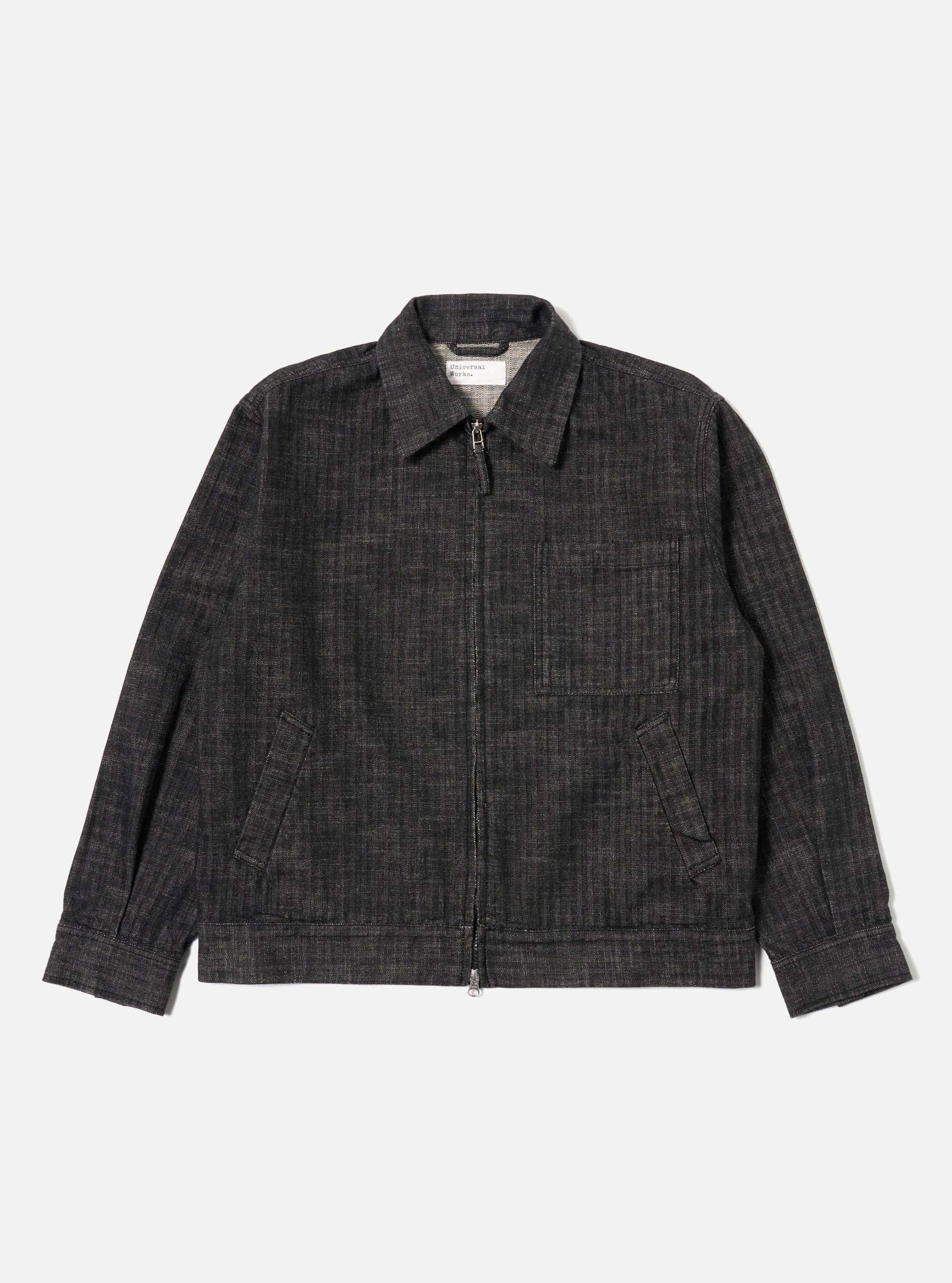 Black Italian Cotton Denim Rose Bowl Jacket