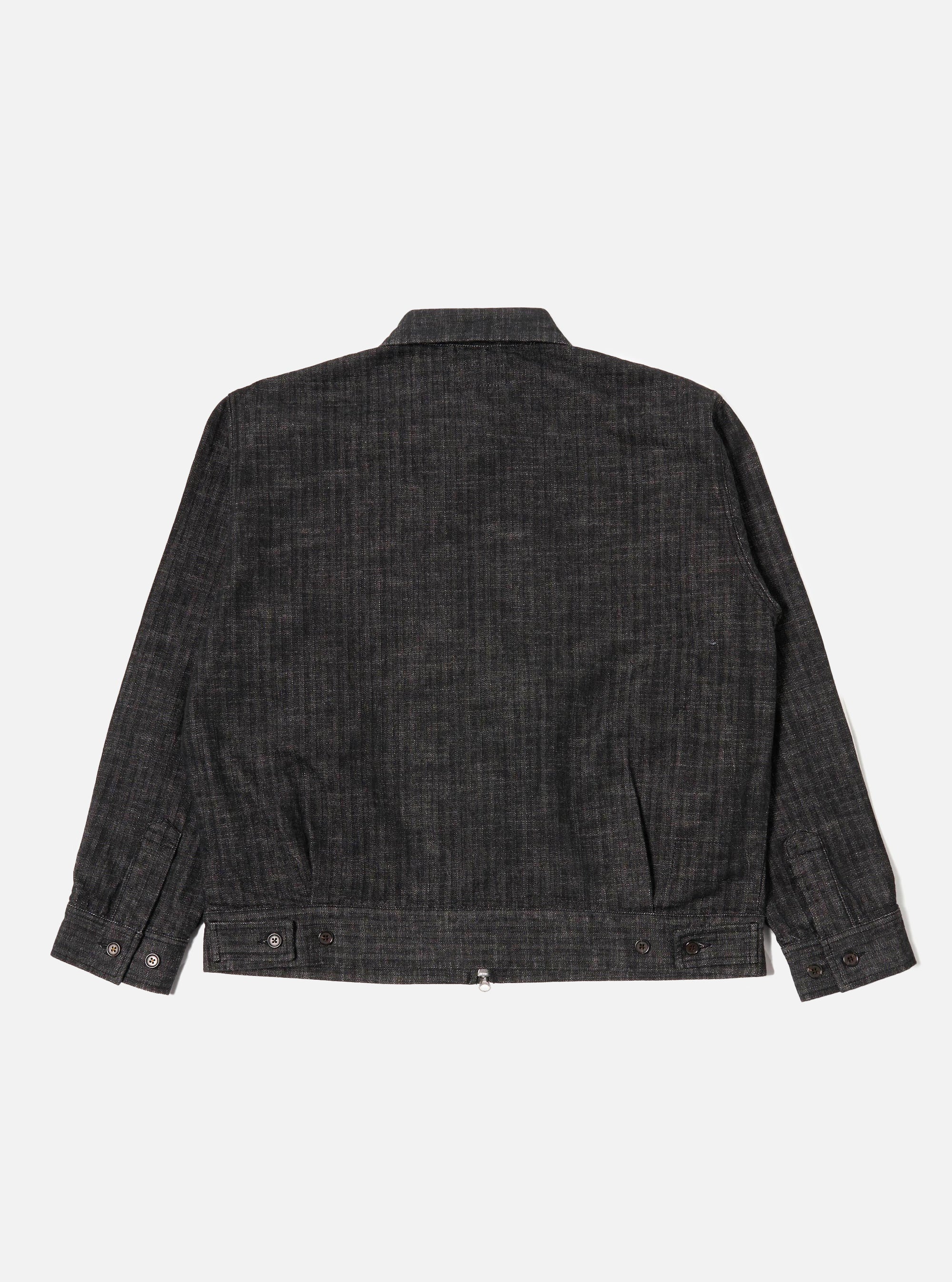 Black Italian Cotton Denim Rose Bowl Jacket