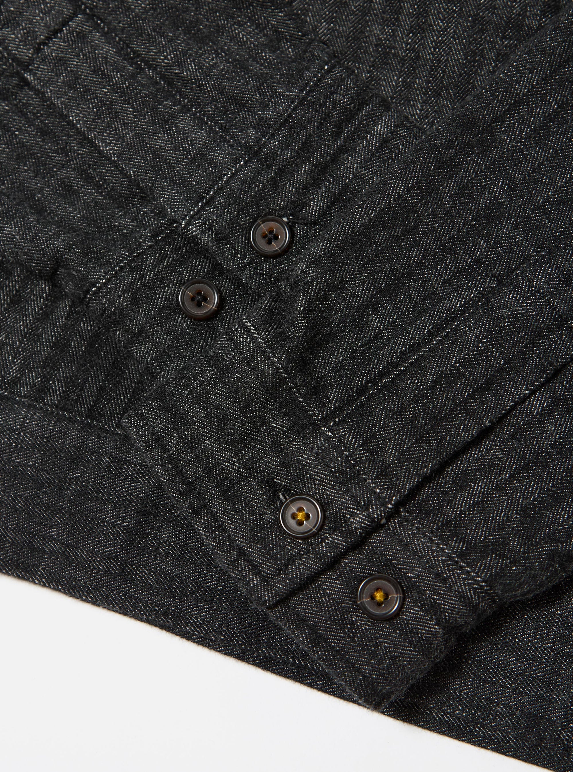 Black Italian Cotton Denim Rose Bowl Jacket
