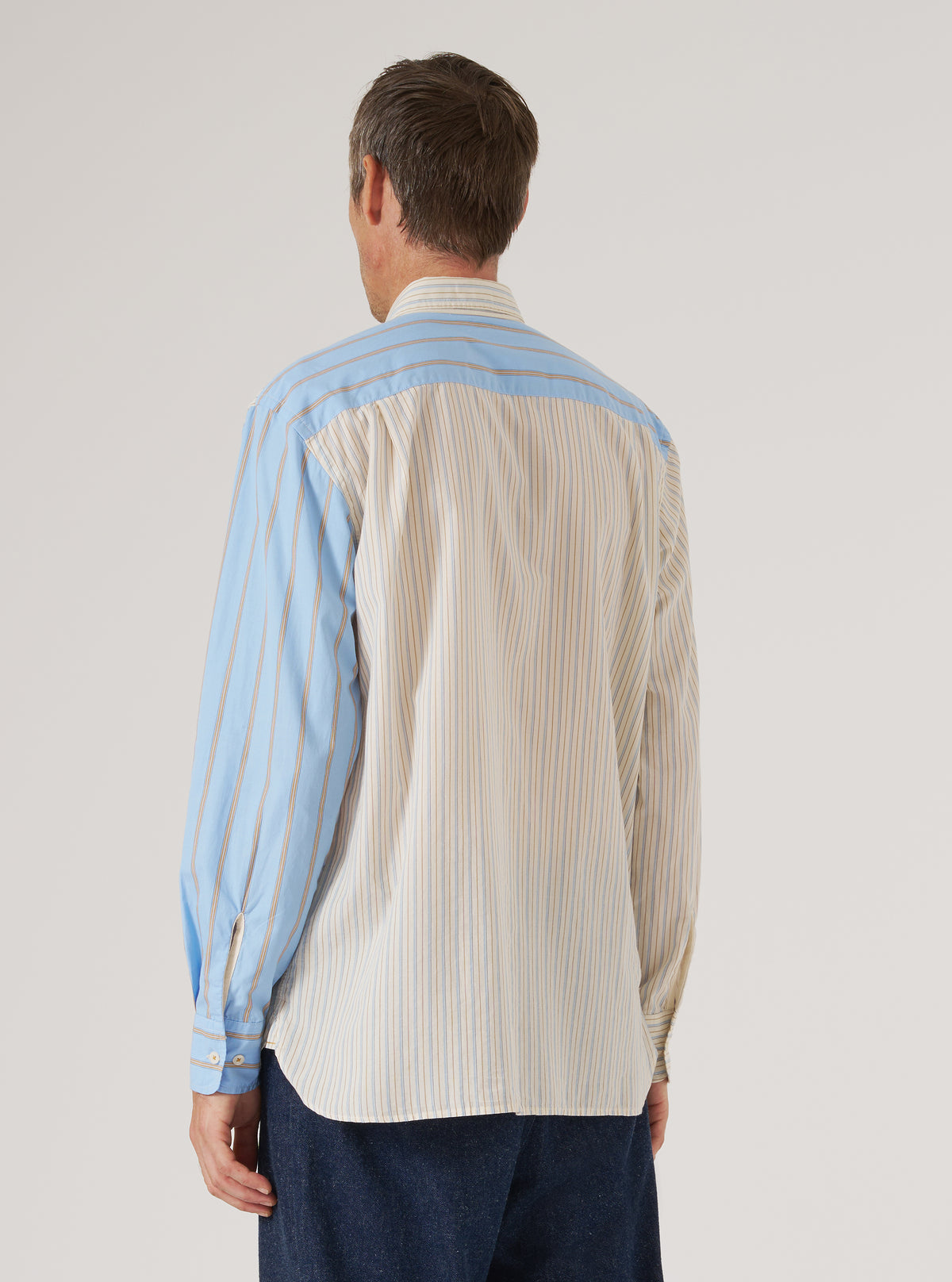 Ecru/Blue Mix Pop Stripe Mix Station Shirt