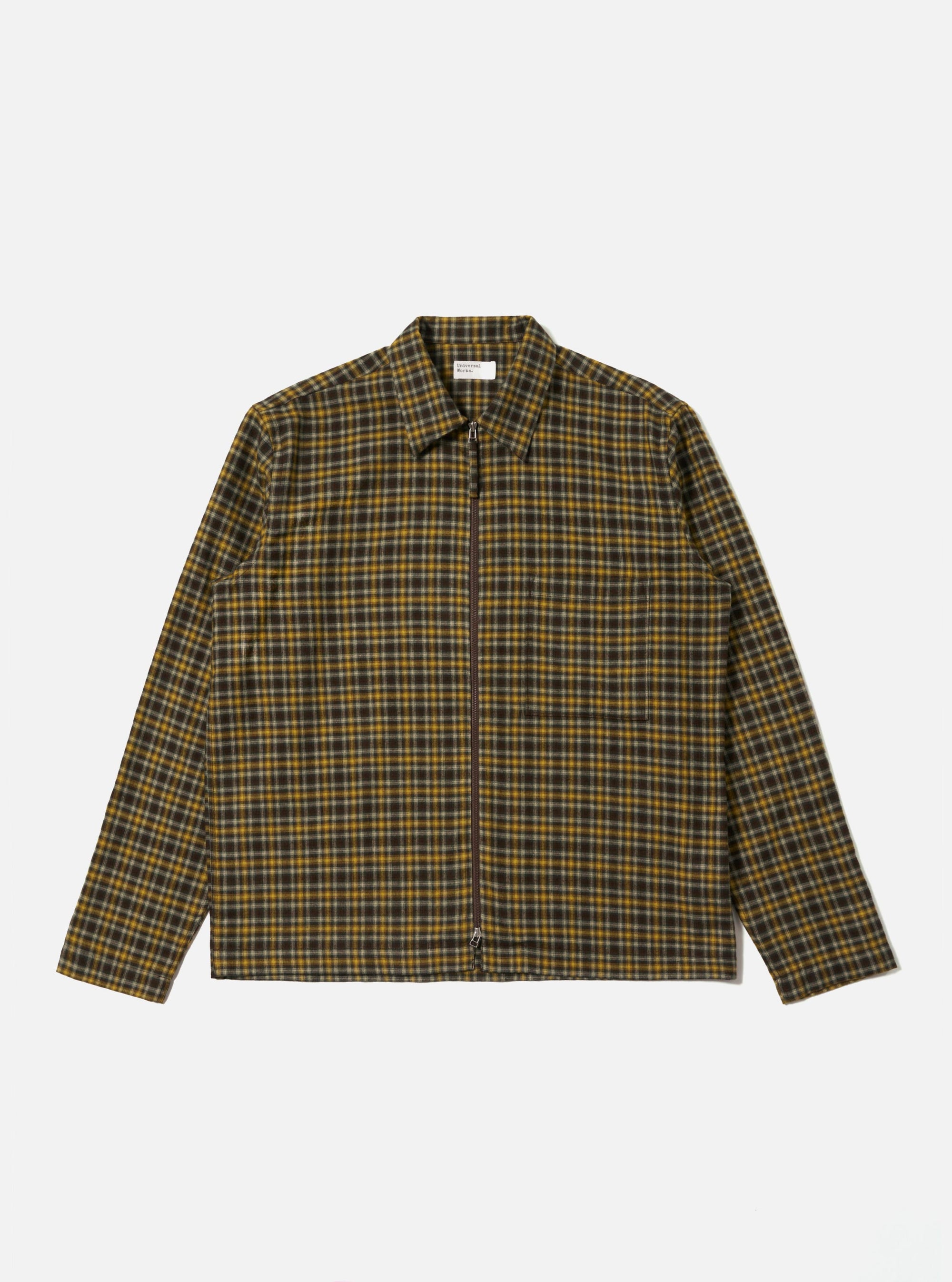 Brown Bang Check Zip Shirt
