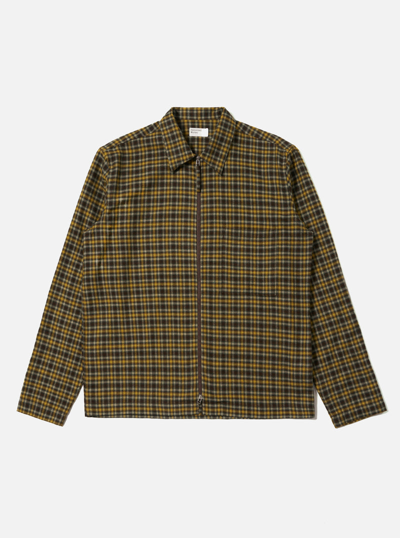 Brown Bang Check Zip Shirt