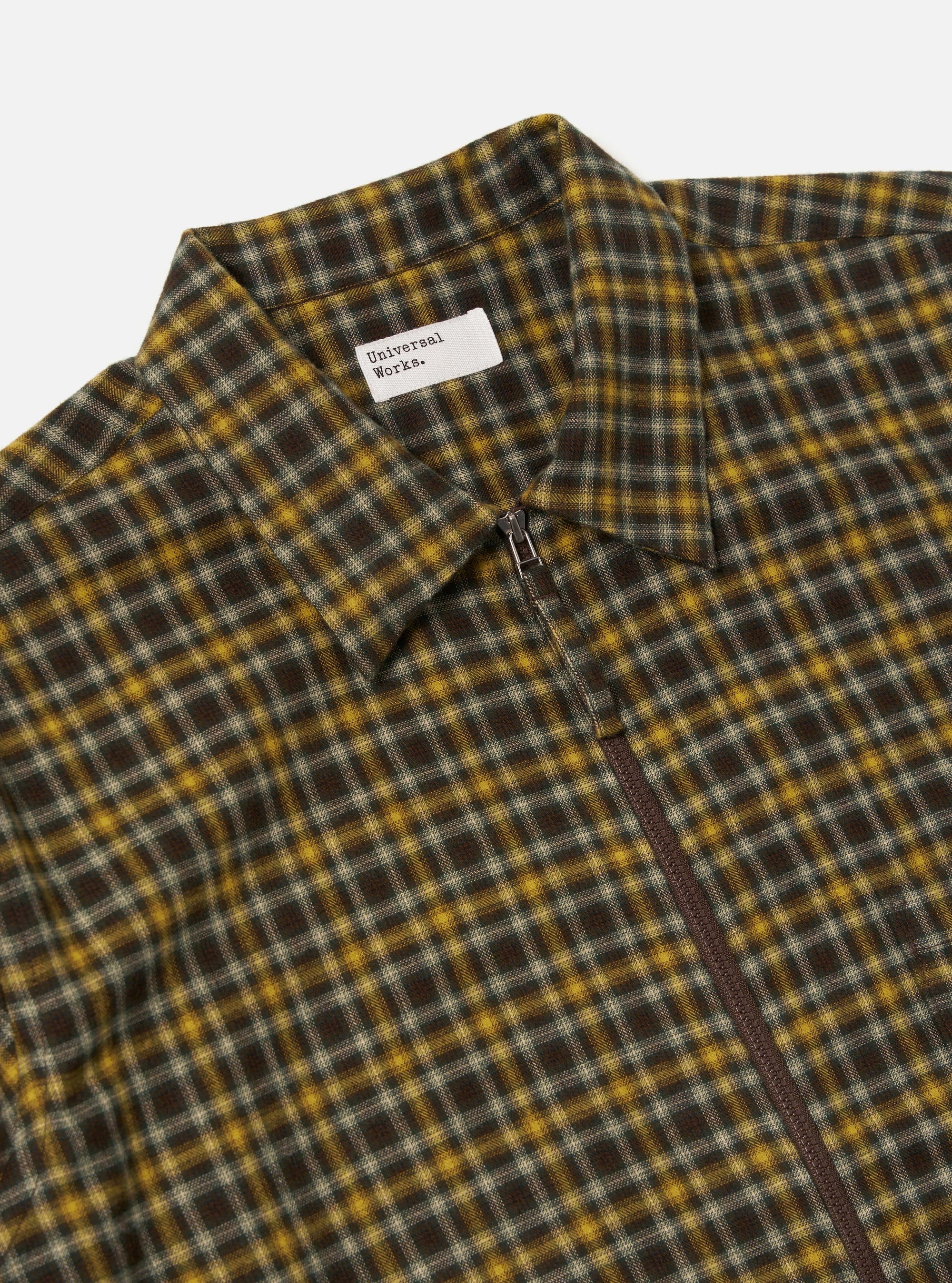 Brown Bang Check Zip Shirt