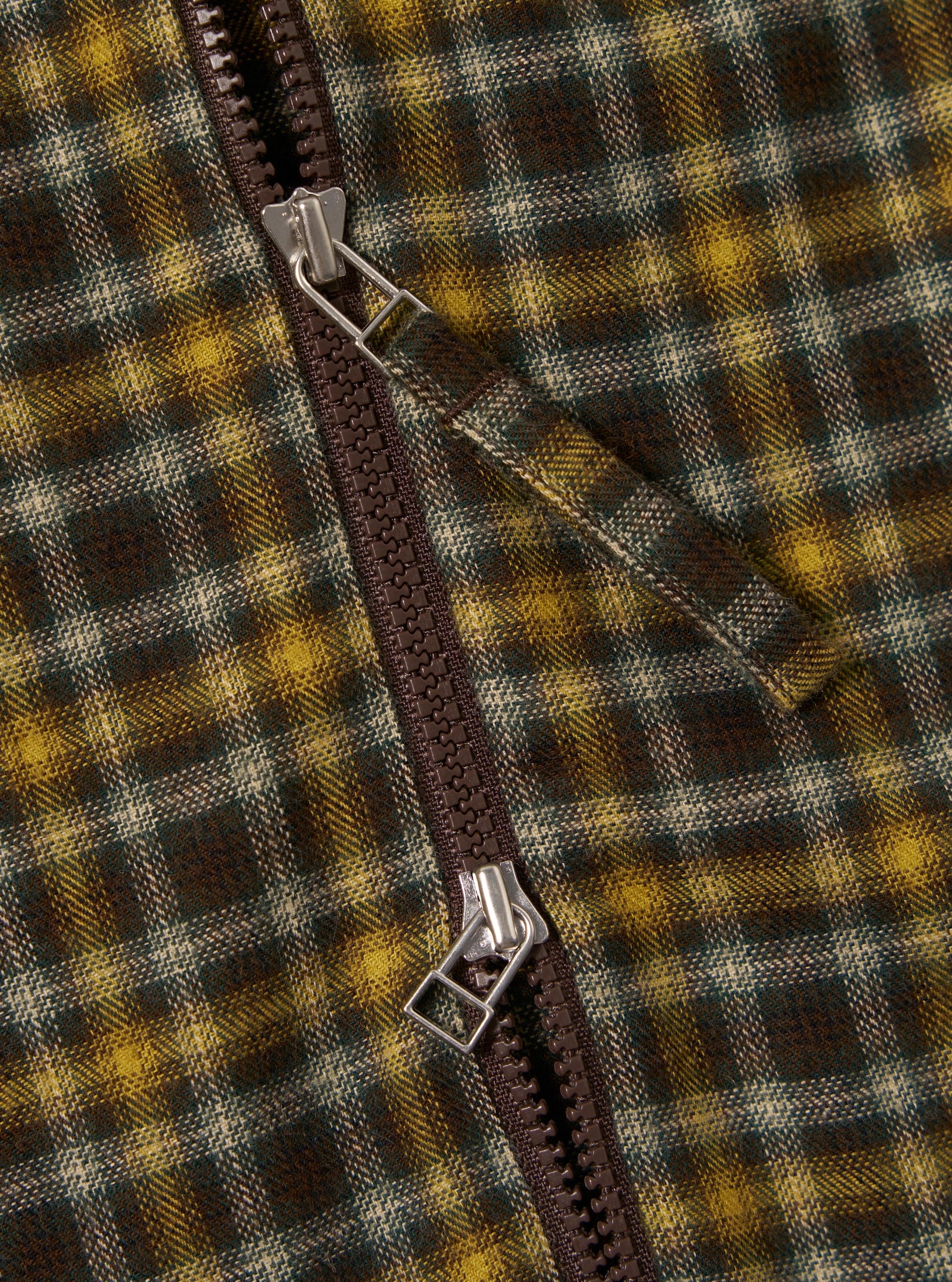 Brown Bang Check Zip Shirt