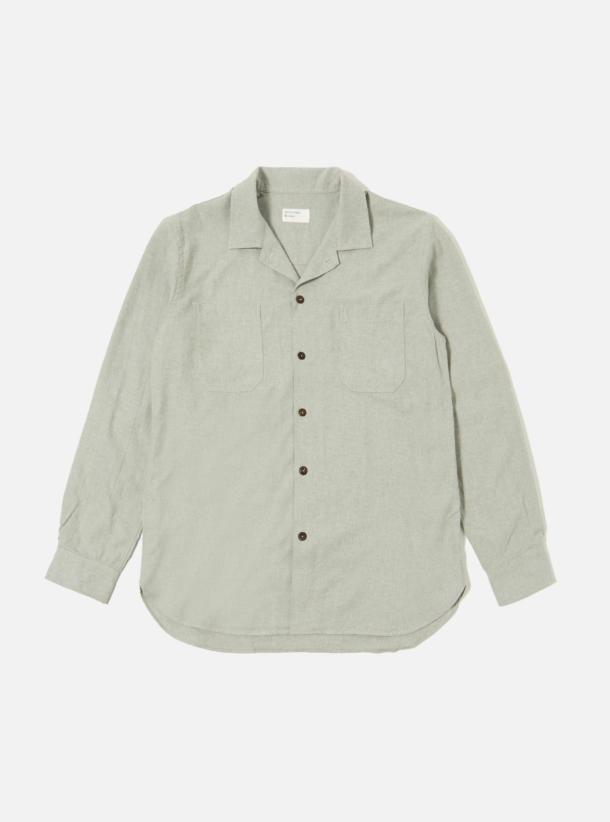 Grey Brushed Flannel Work Shirt