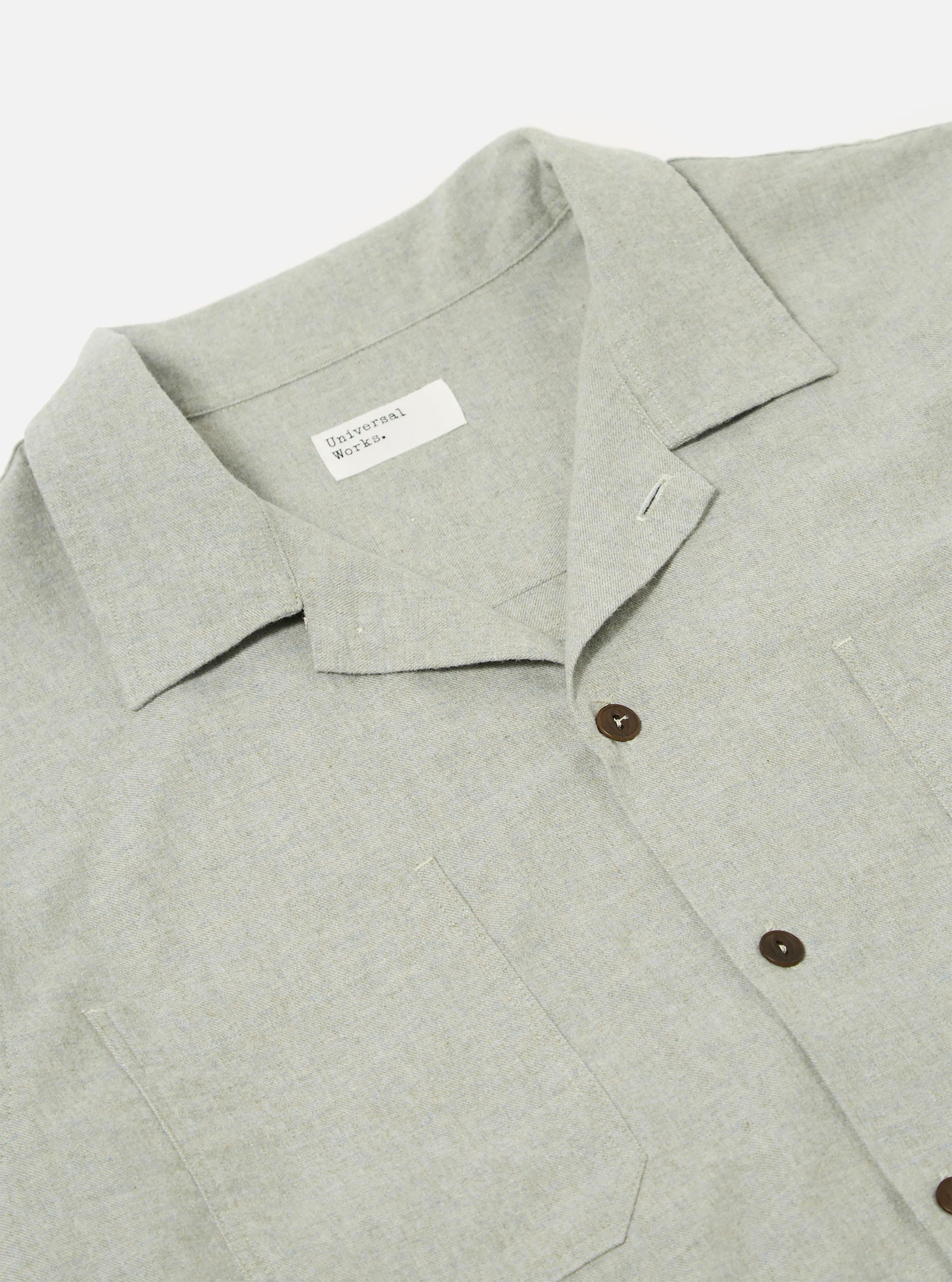 Grey Brushed Flannel Work Shirt