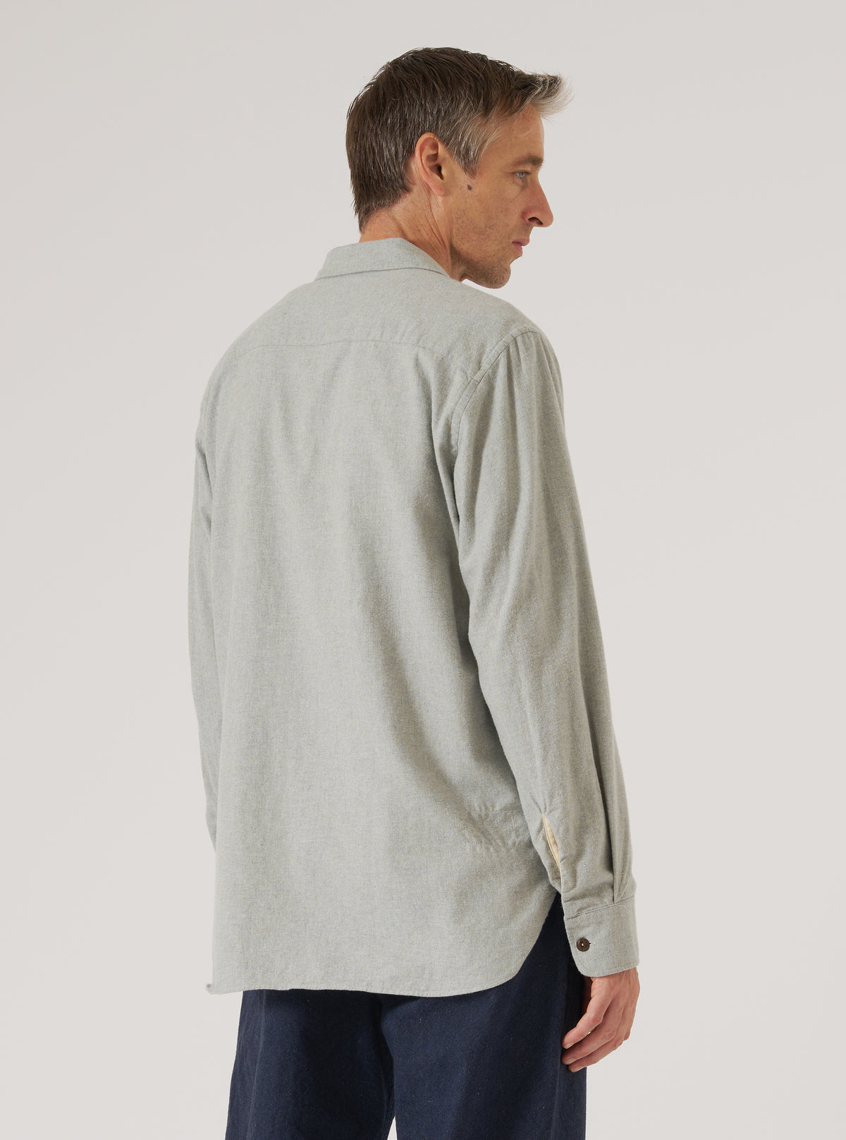 Grey Brushed Flannel Work Shirt