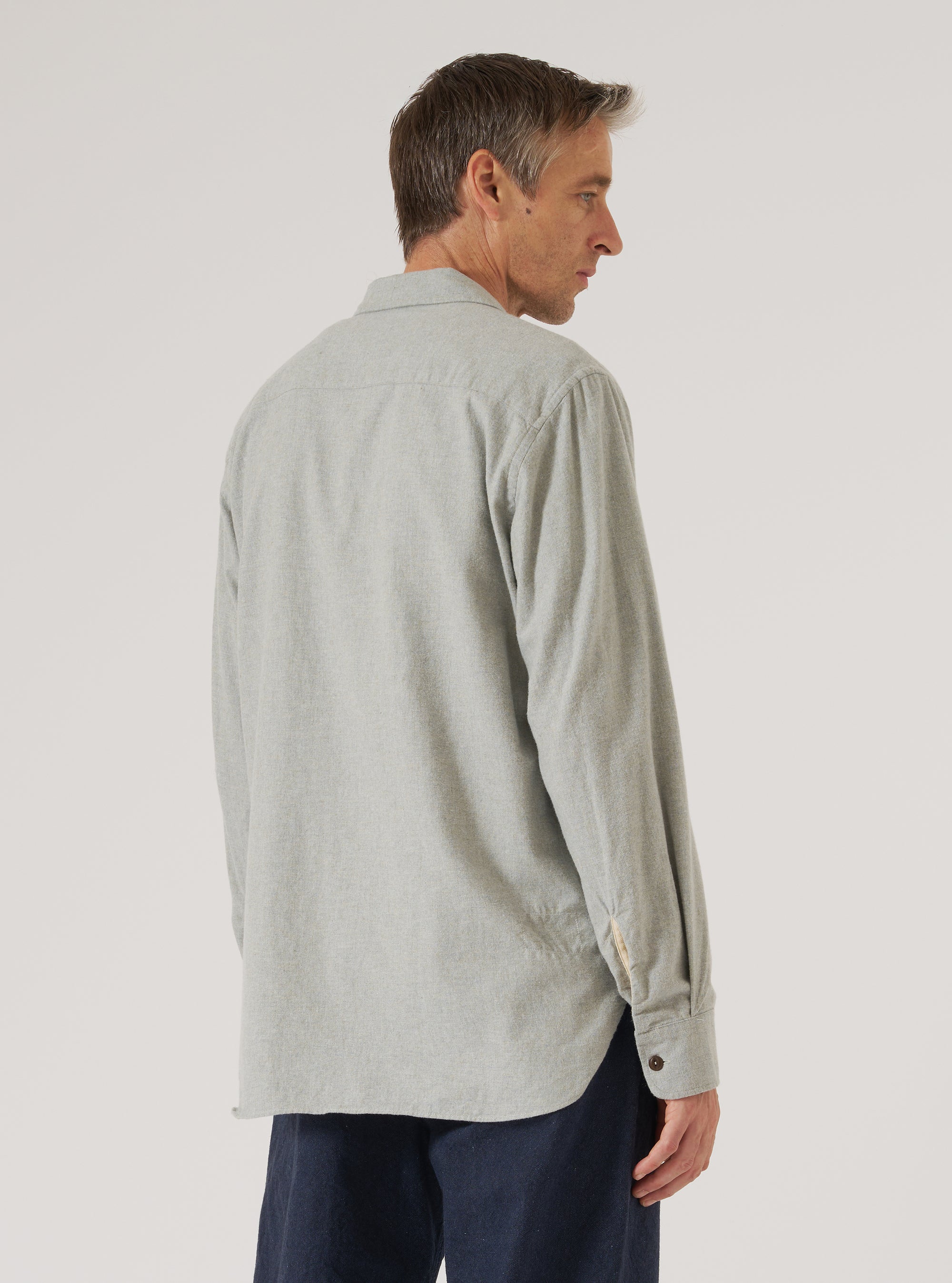 Grey Brushed Flannel Work Shirt
