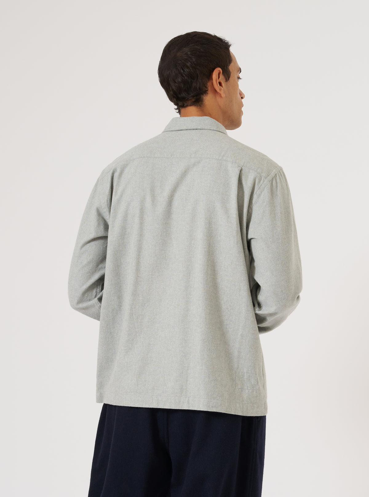 Grey Brushed Flannel Zip Shirt
