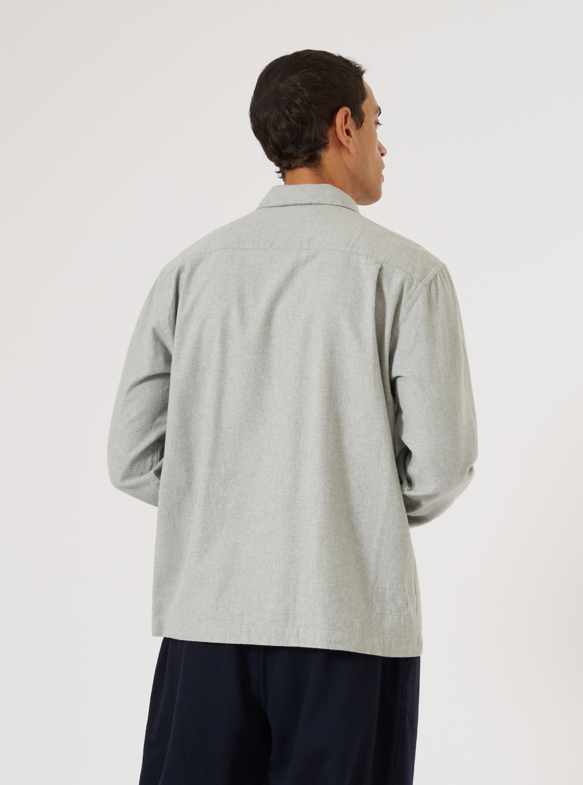 Grey Brushed Flannel Zip Shirt