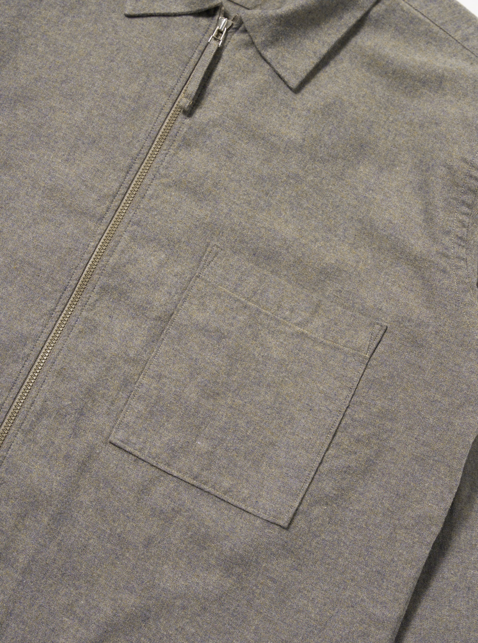 Brown Brushed Flannel Zip Shirt