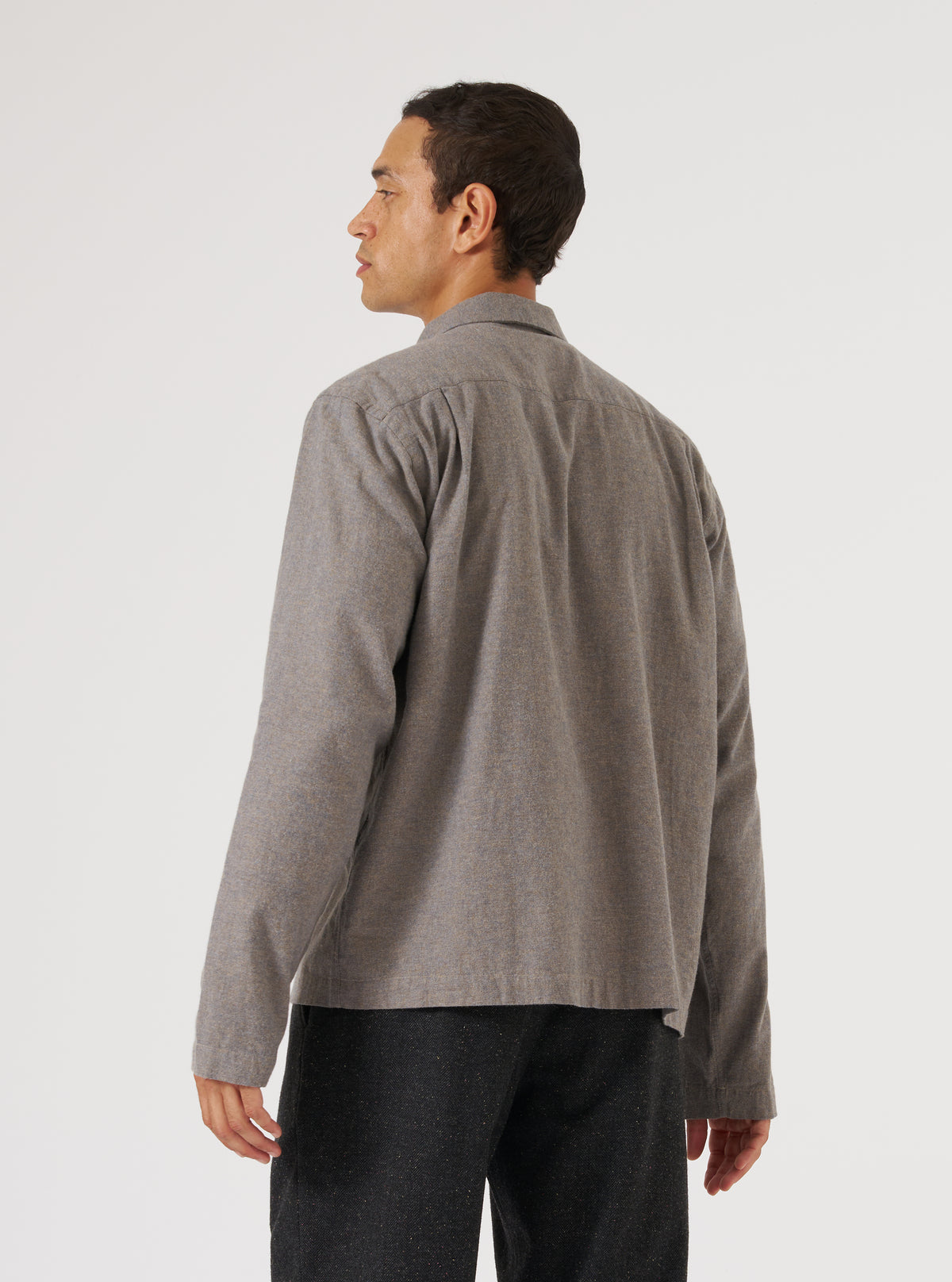 Brown Brushed Flannel Zip Shirt