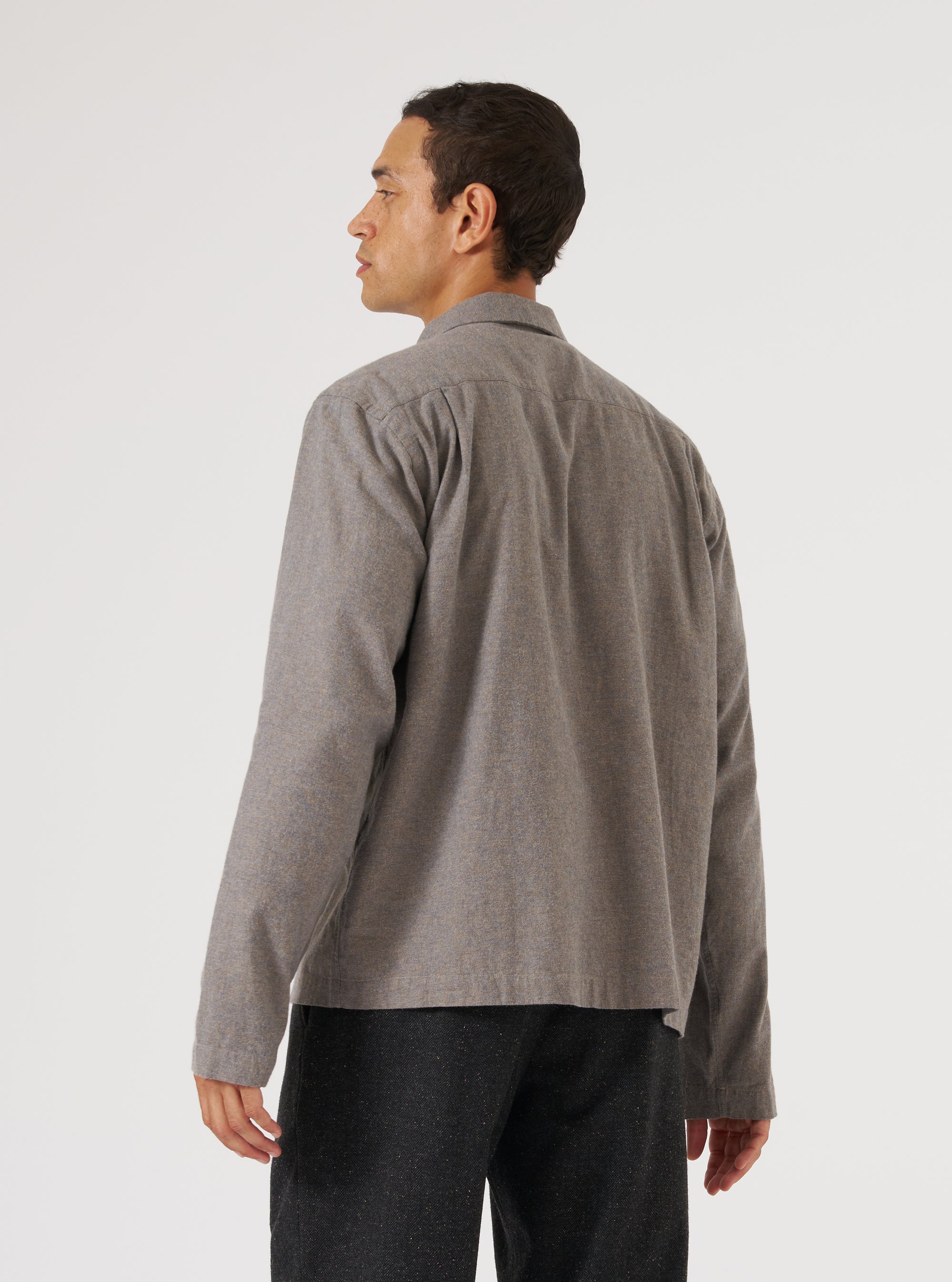 Brown Brushed Flannel Zip Shirt