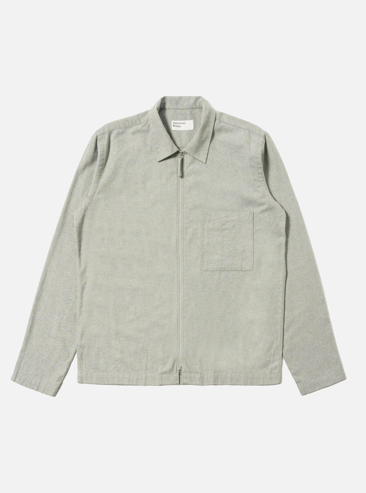 Grey Brushed Flannel Zip Shirt
