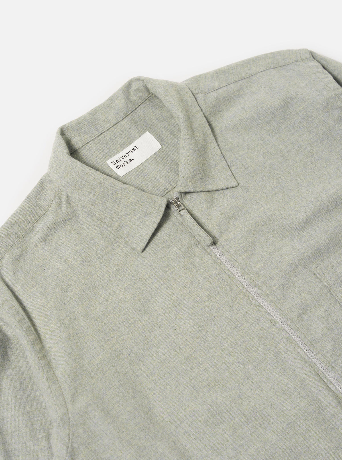 Grey Brushed Flannel Zip Shirt