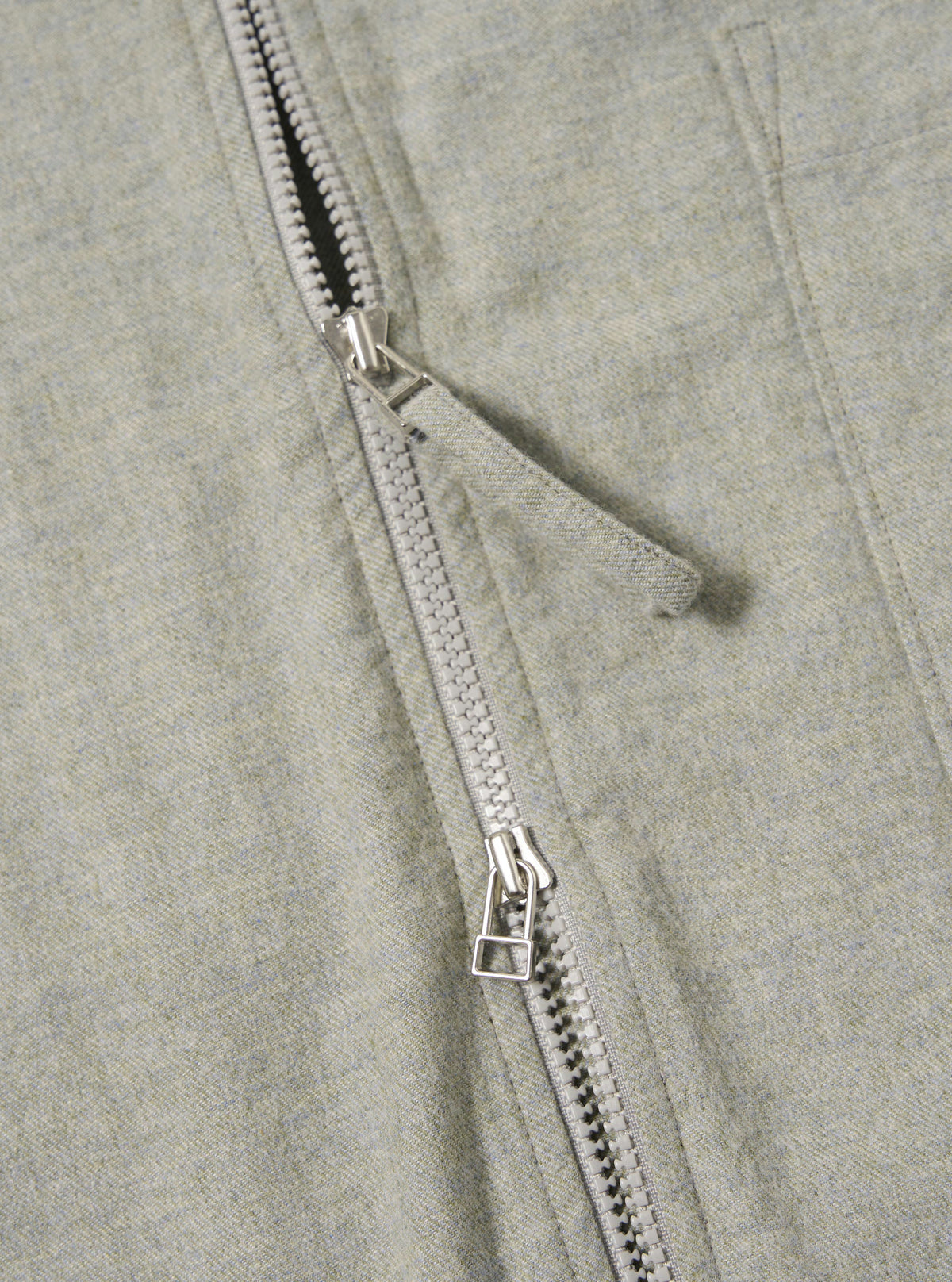 Grey Brushed Flannel Zip Shirt