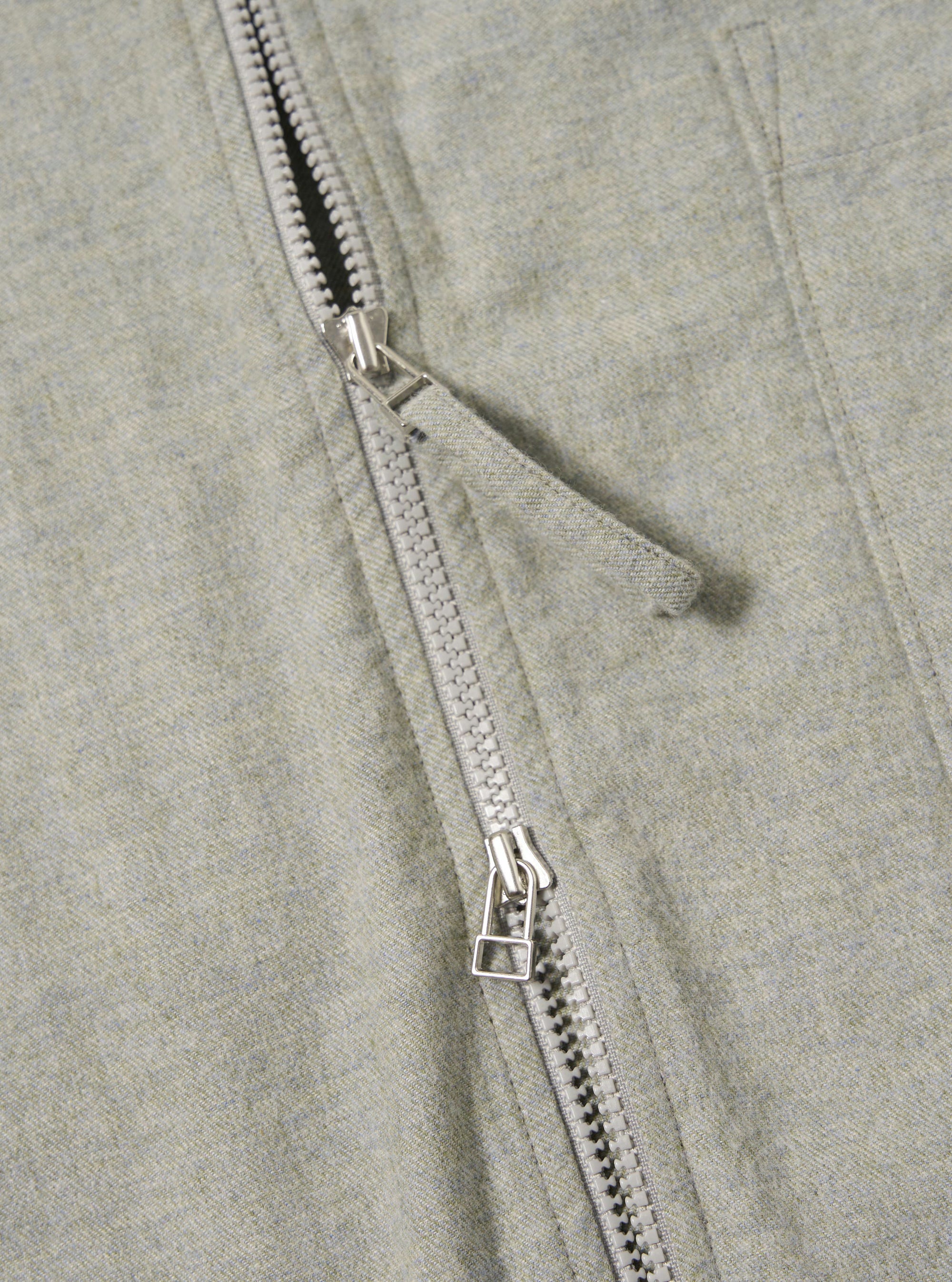 Grey Brushed Flannel Zip Shirt