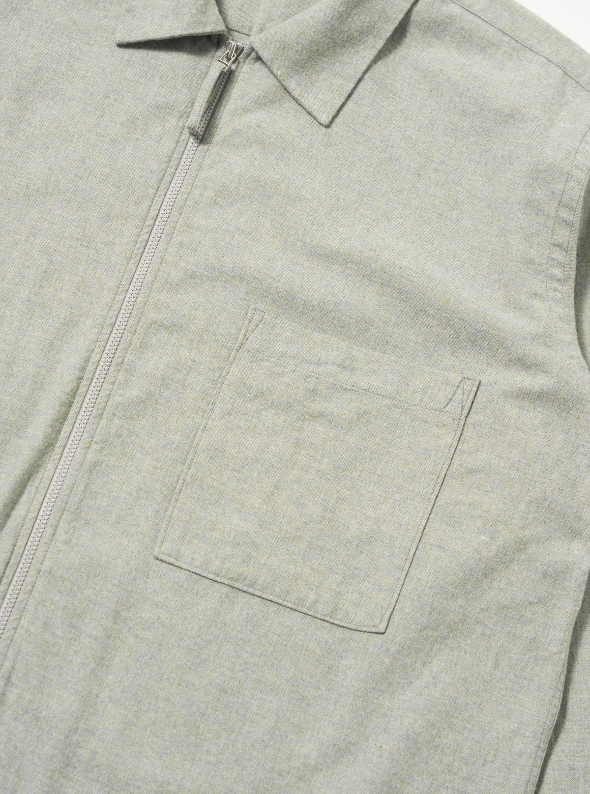 Grey Brushed Flannel Zip Shirt