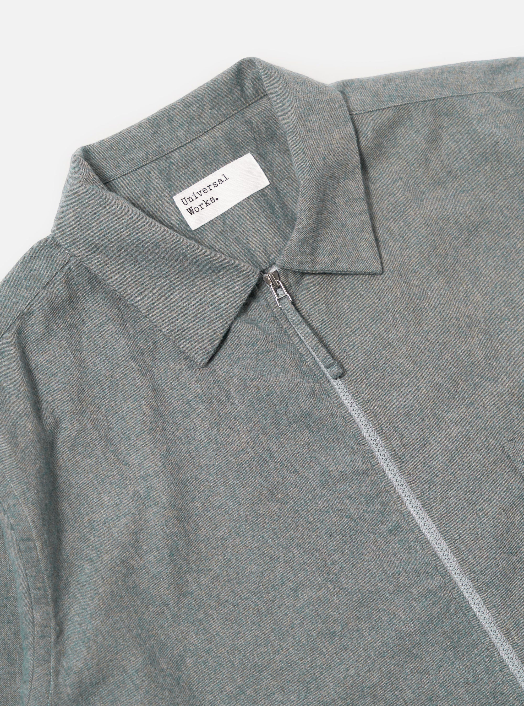 Navy Brushed Flannel Zip Shirt