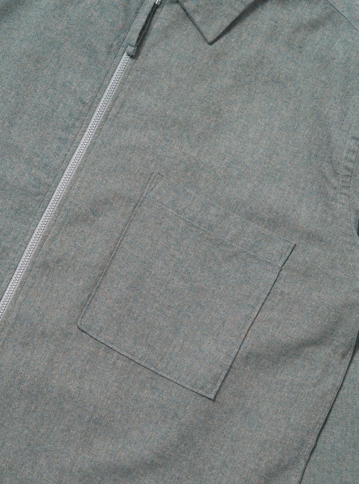 Navy Brushed Flannel Zip Shirt