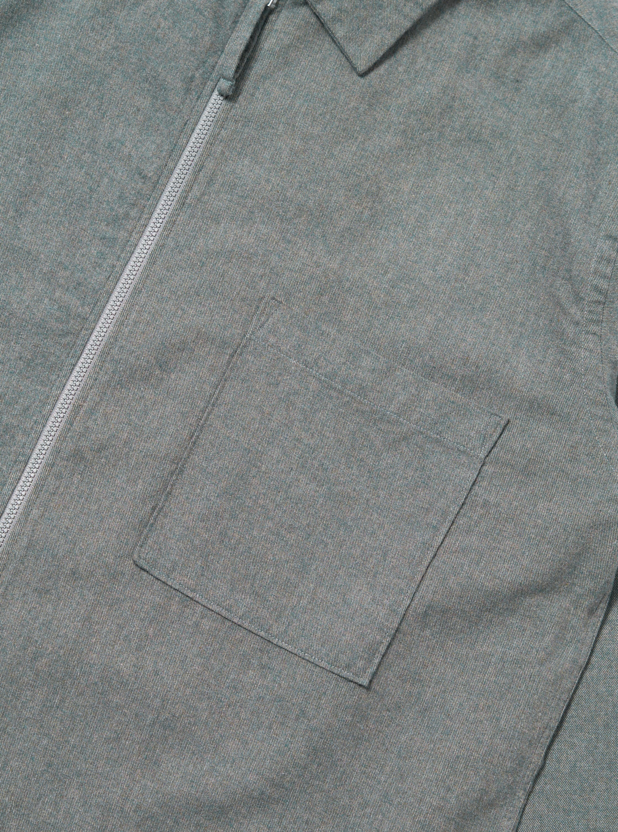 Navy Brushed Flannel Zip Shirt