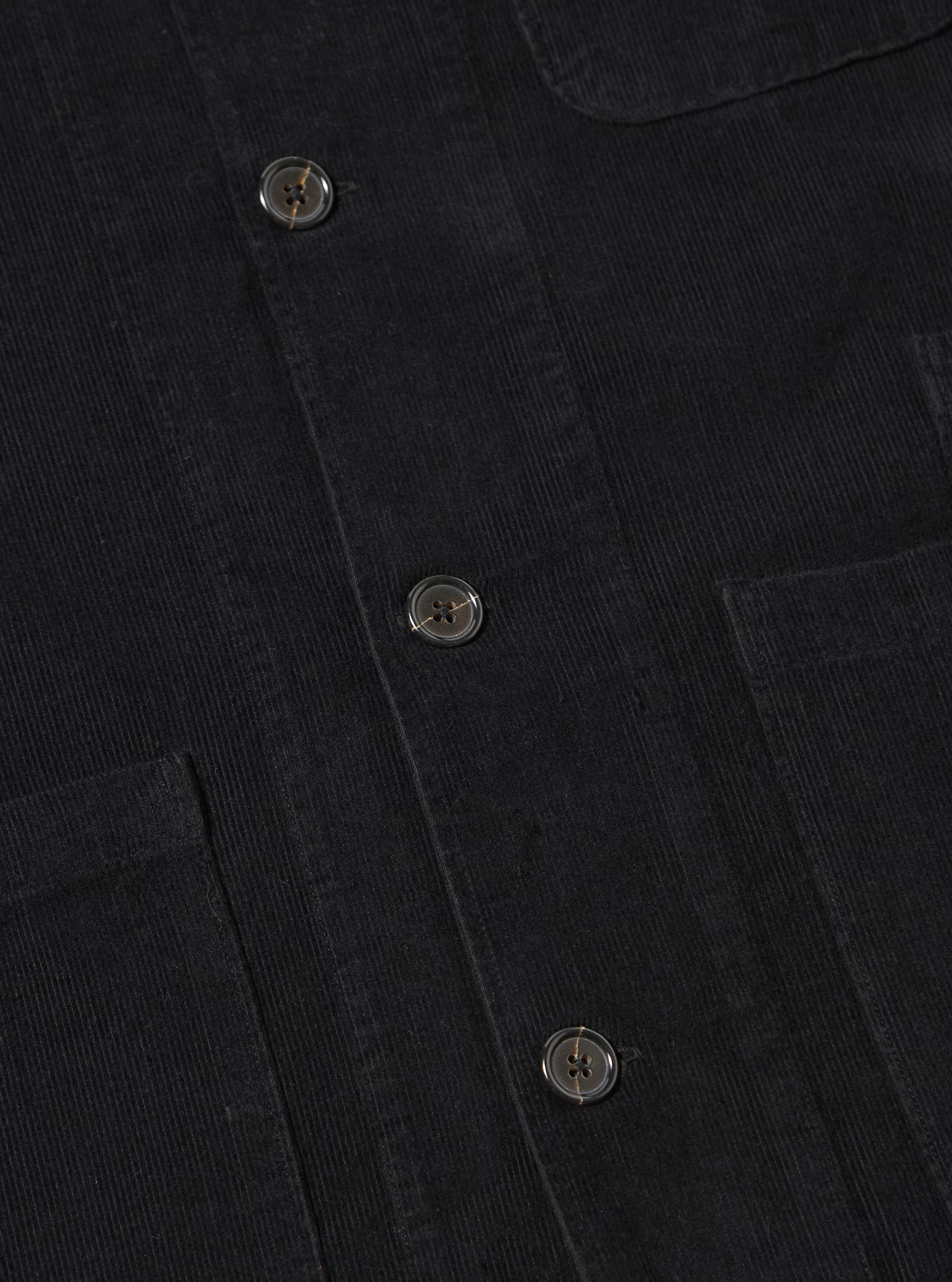 Black Fine Cord Bakers Overshirt