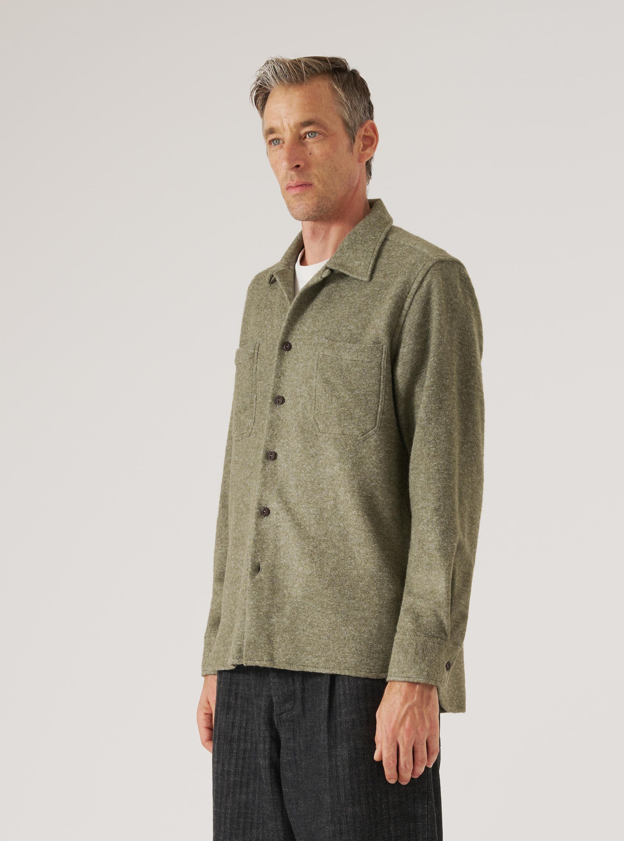 Pale Green Dam Marl Work Shirt