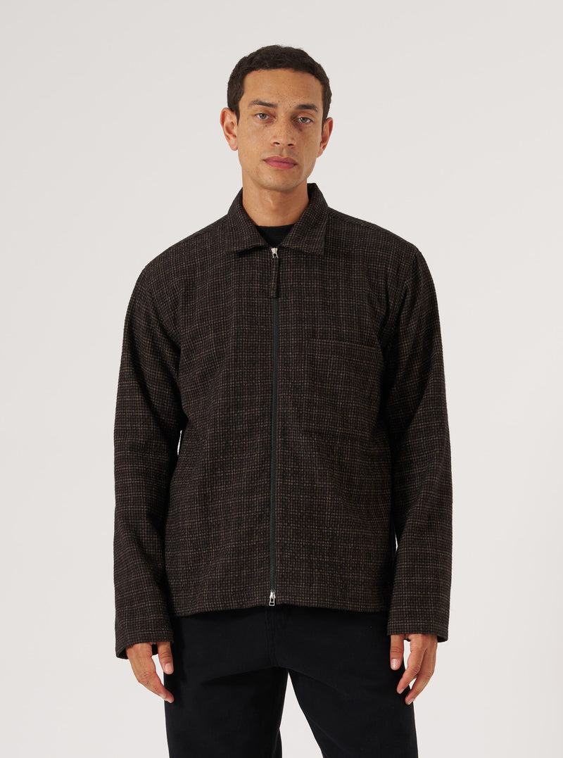 Brown Cedar Check Zip Shirt
