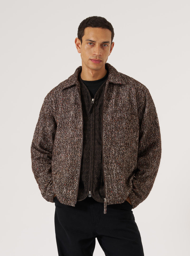 Brown Sedona Tweed Zip Shirt