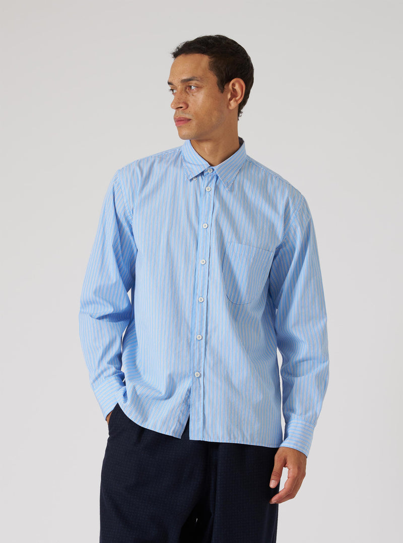 Blue Vila Stripe Wide Lazy Day Shirt