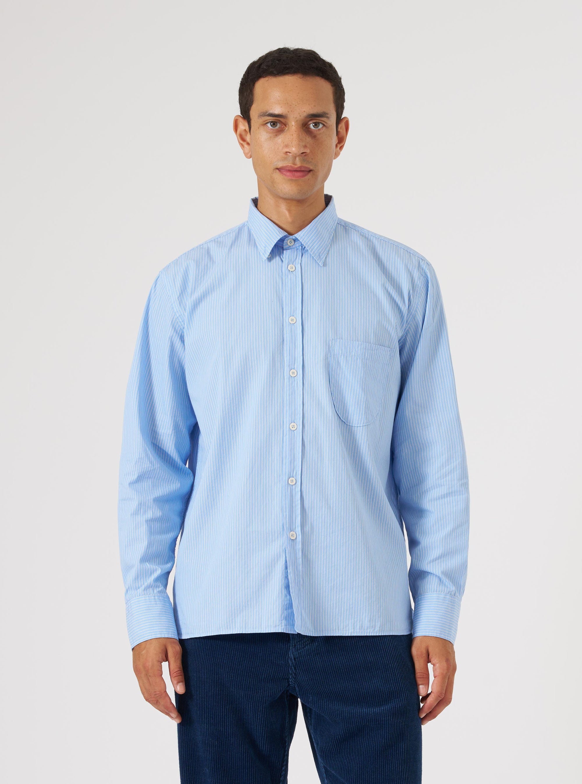Blue Vila Stripe Narrow Lazy Day Shirt