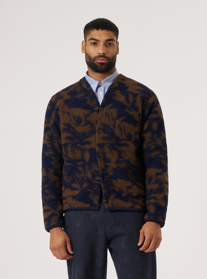Navy/Brown Studio Fleece Cardigan