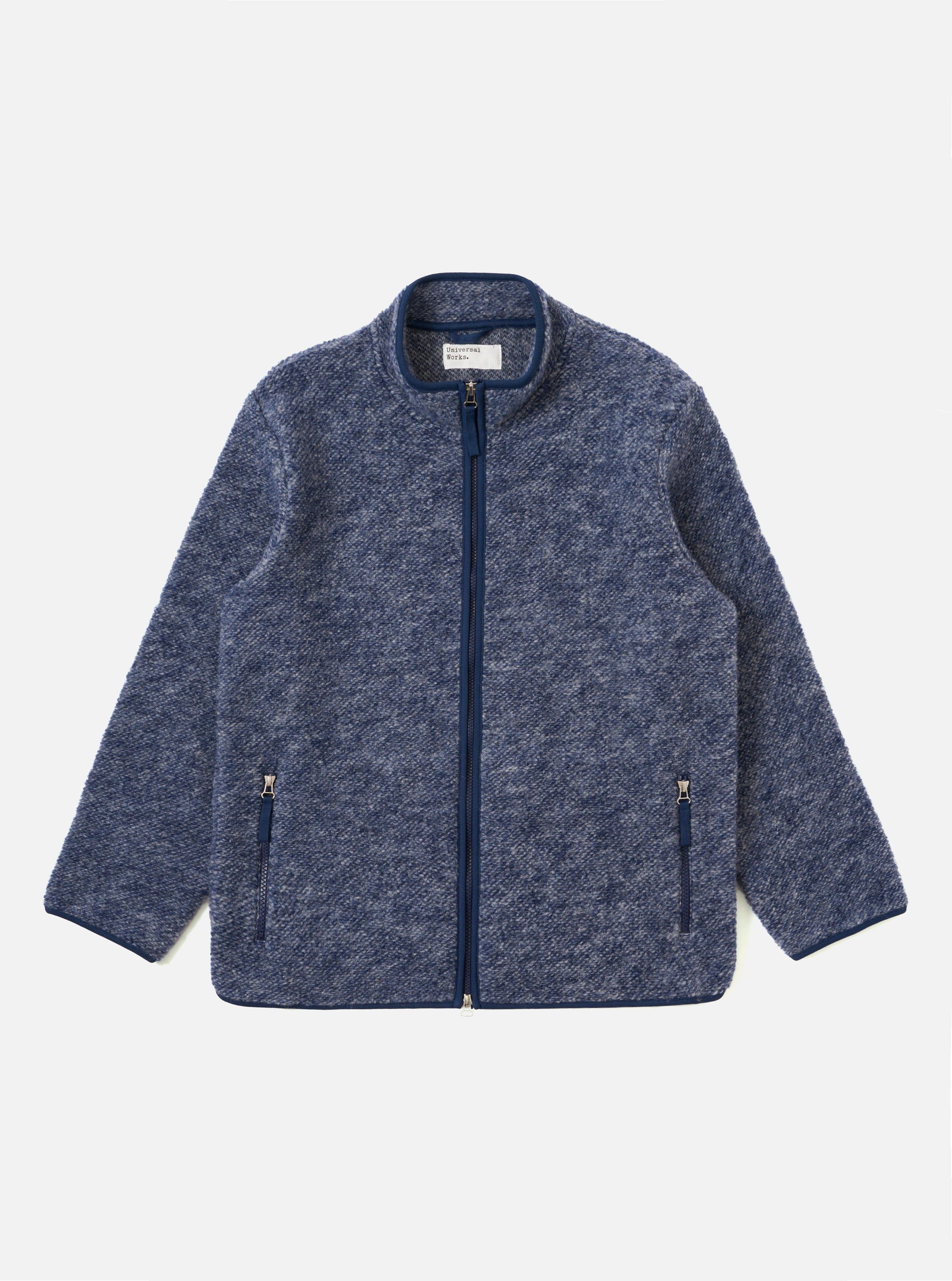 Work Blue Fleece Coat Universal Works Zip Bomber Indigo
