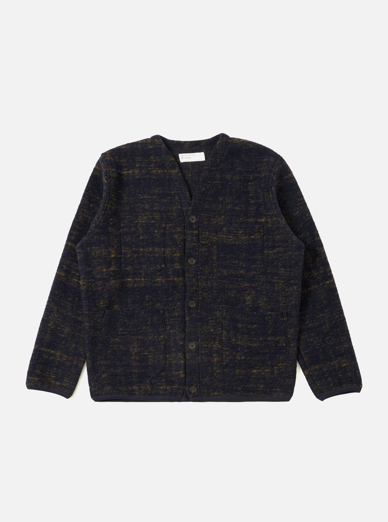 Navy Marble Fleece Cardigan