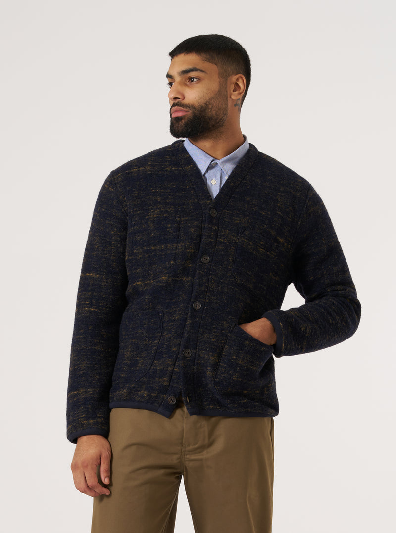Navy Marble Fleece Cardigan