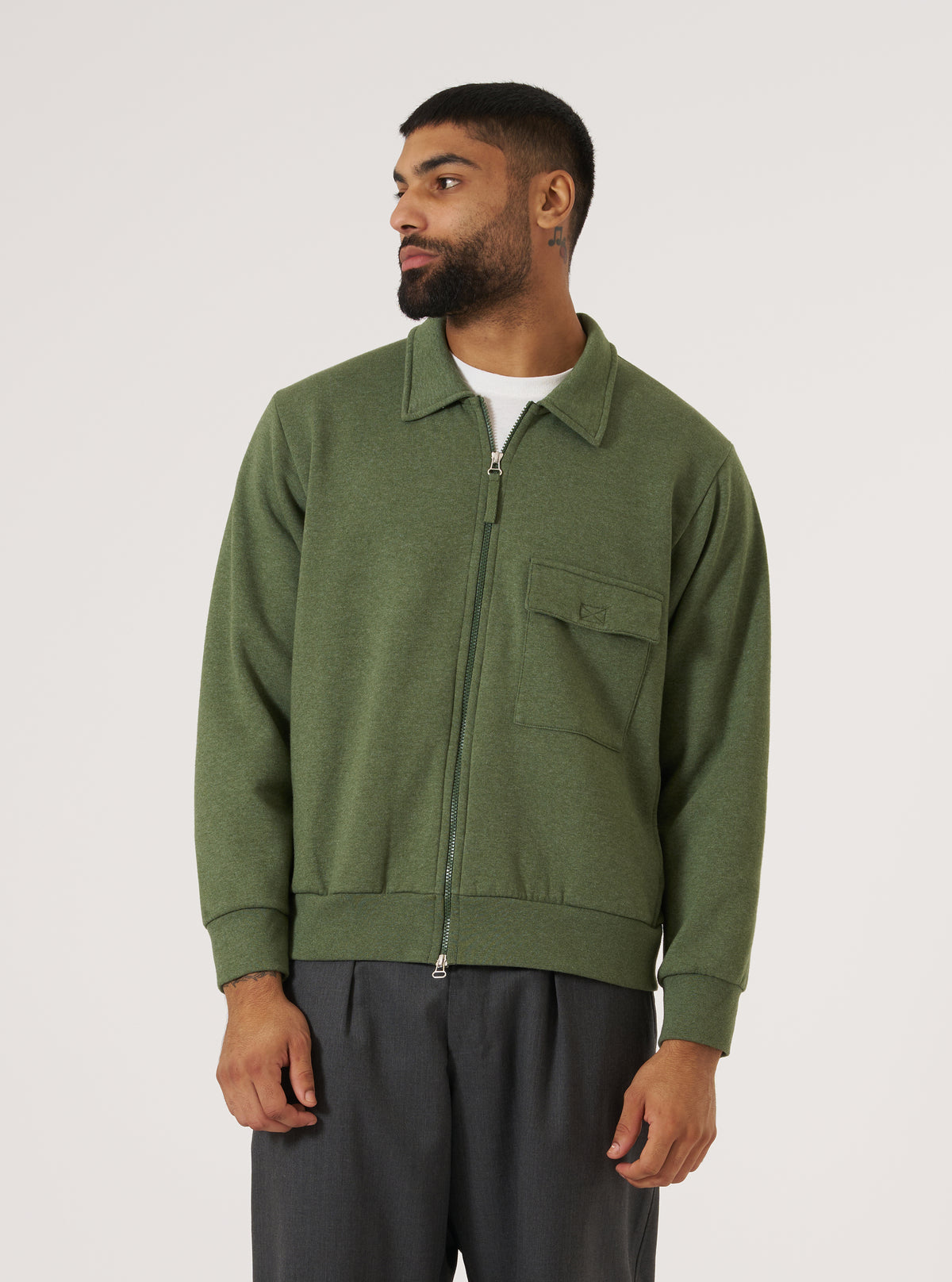 Green Recycled Cotton Blend Jersey Tyler Jacket
