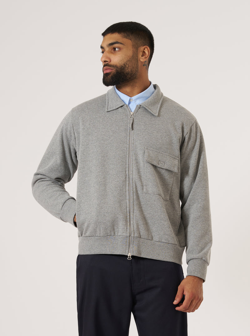Grey Marl Recycled Cotton Blend Jersey Tyler Jacket