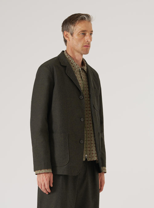 Olive Lucca Suiting Three Button Jacket