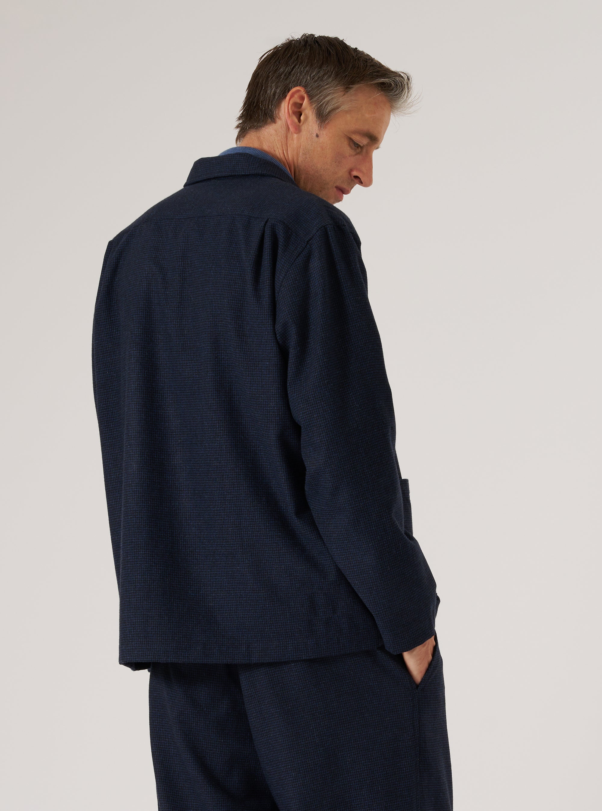 Navy Brushed Bari Easy Overshirt