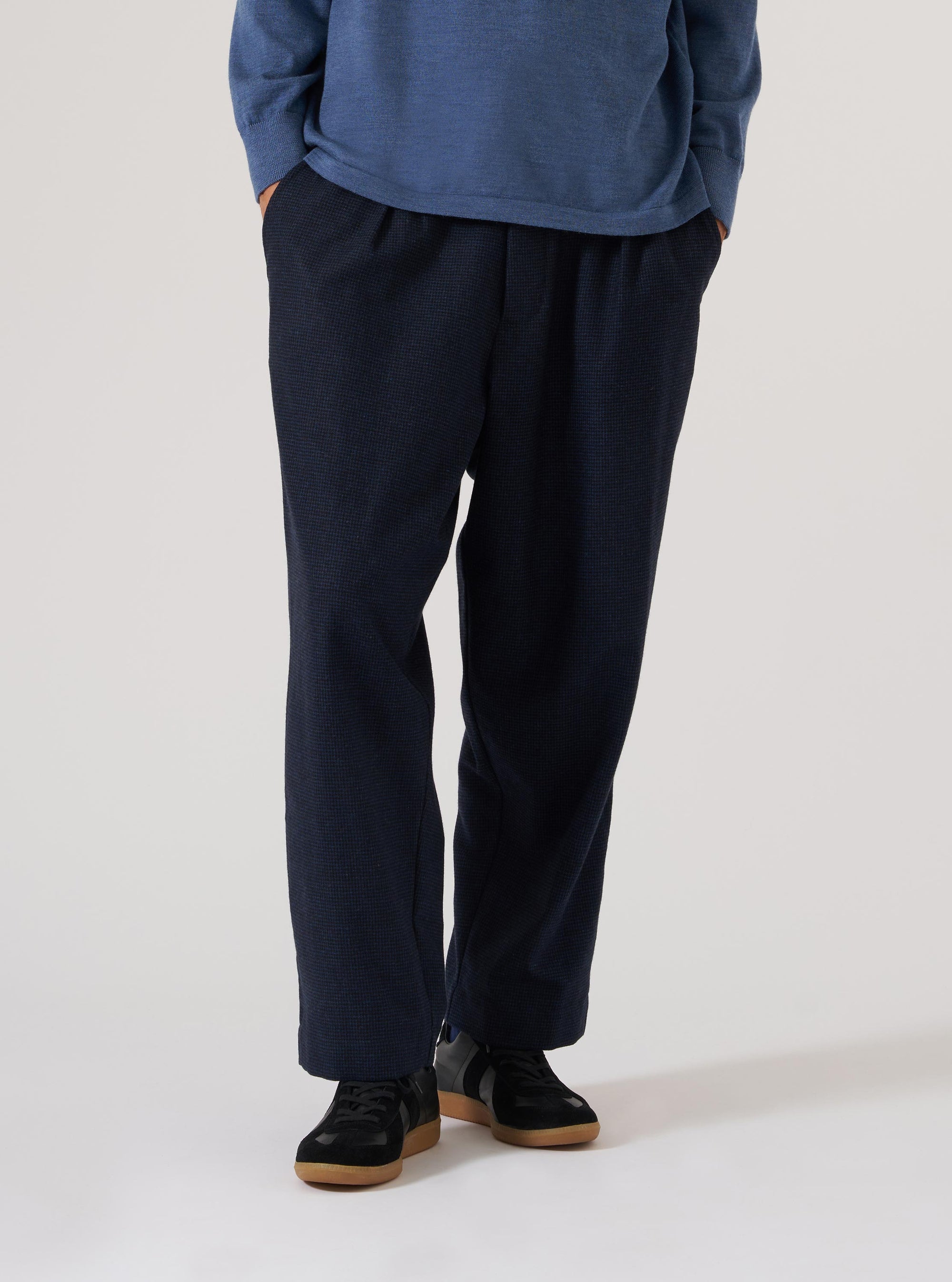Navy Brushed Bari Oxford Pant