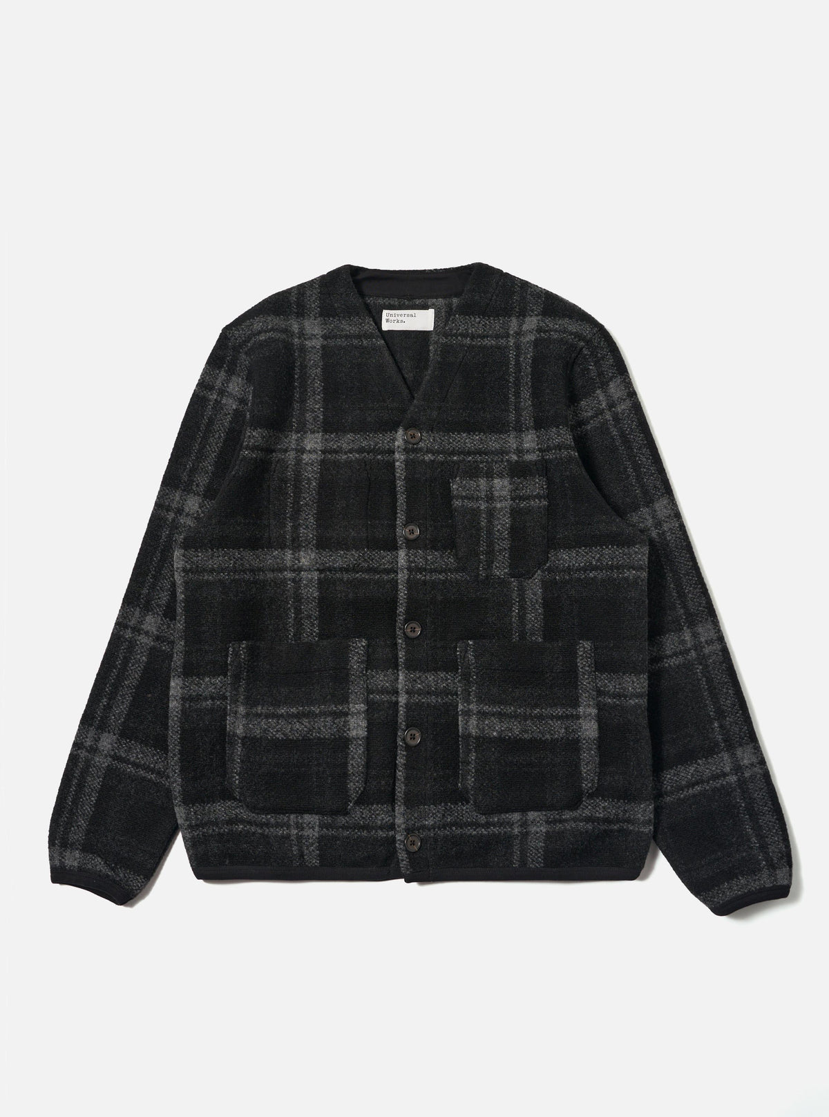 Grey Moh Check Fleece Cardigan