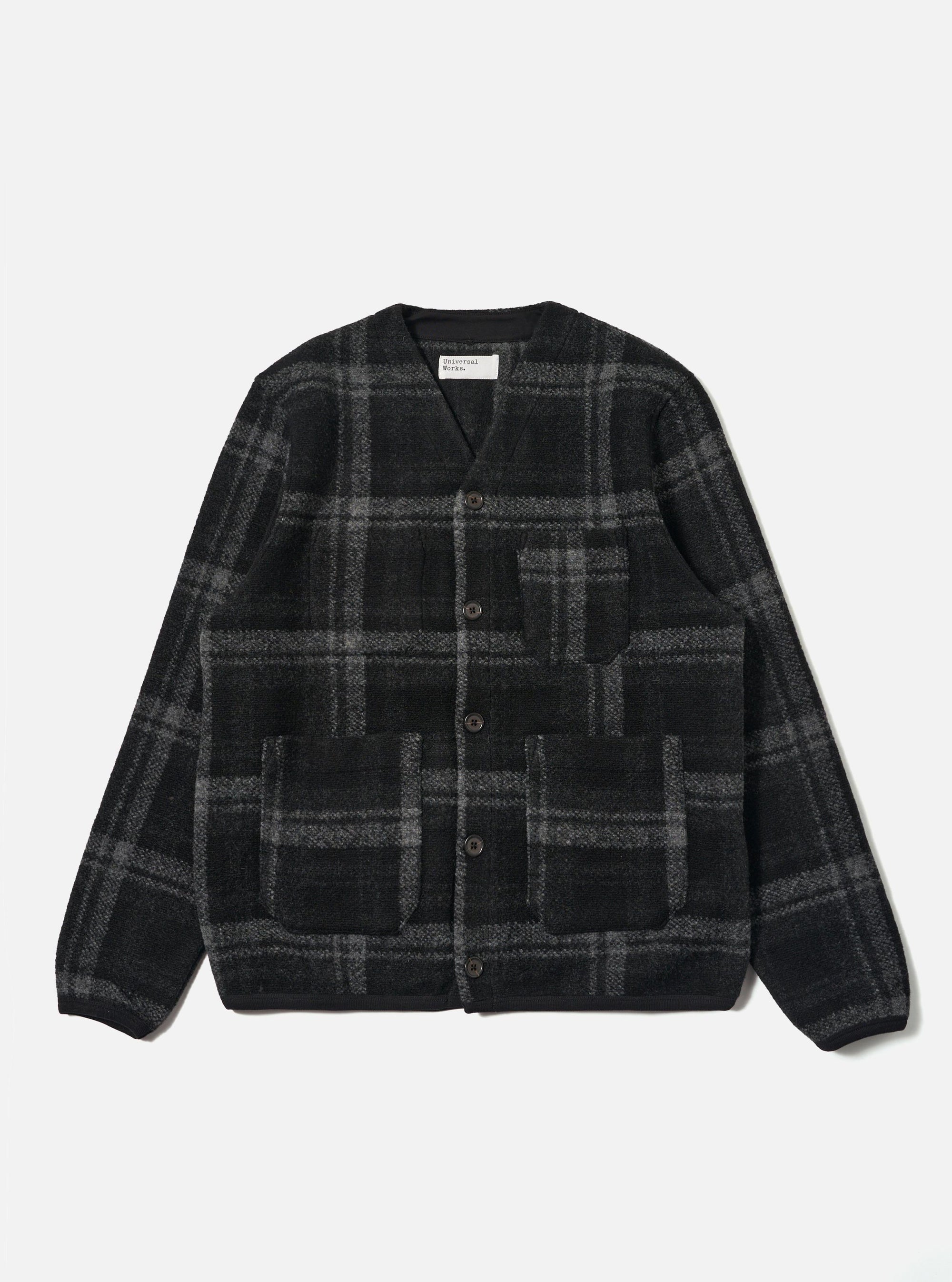 Grey Moh Check Fleece Cardigan