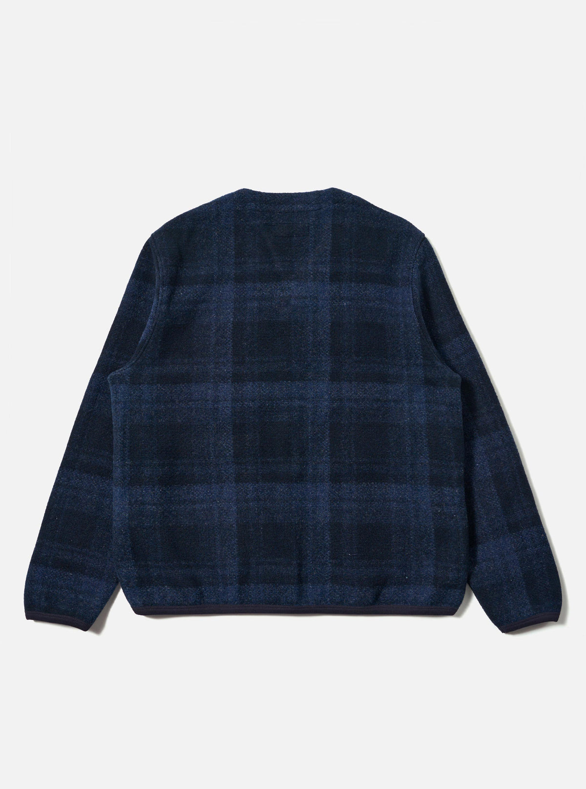 Navy Moh Check Fleece Cardigan