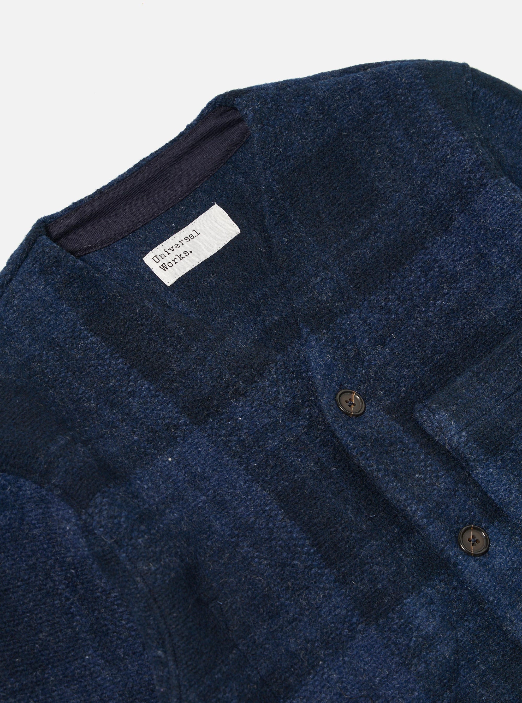 Navy Moh Check Fleece Cardigan