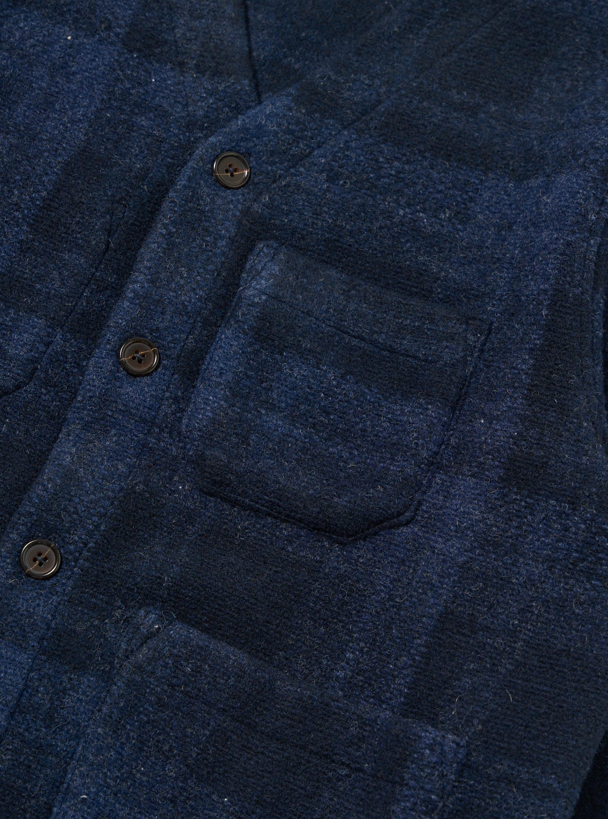 Navy Moh Check Fleece Cardigan
